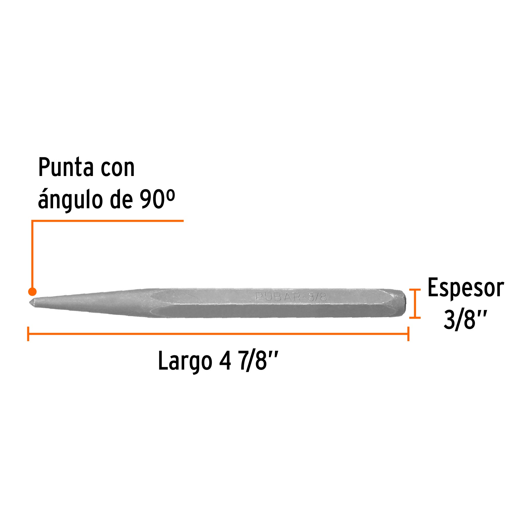 Punzón 3/8" para barrenar, largo 4-7/8", TRUPER