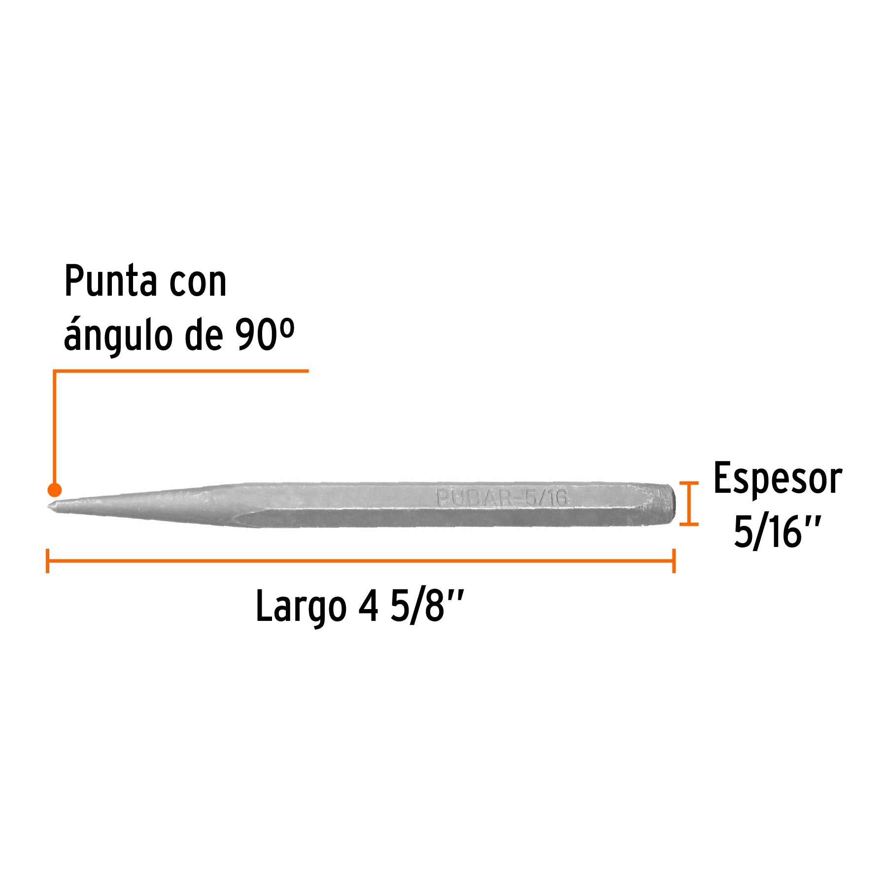 Punzón 5/16" para barrenar, largo 4-5/8", TRUPER