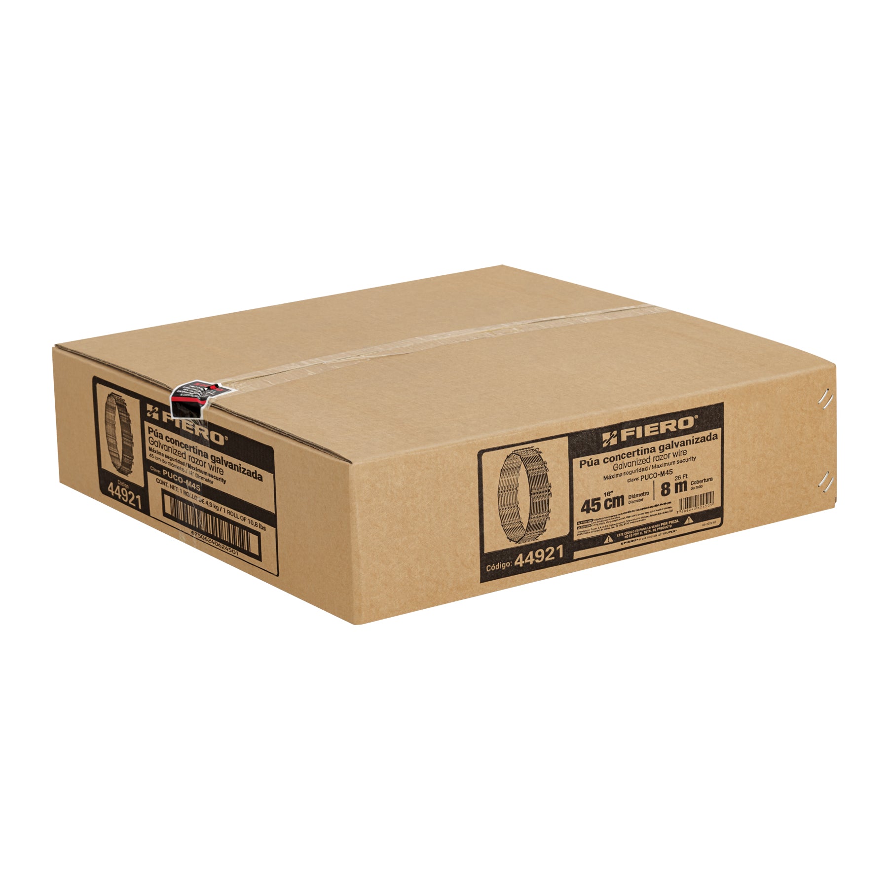 Rollo concertina máxima seguridad, 45cm diámetro x 8m, FIERO