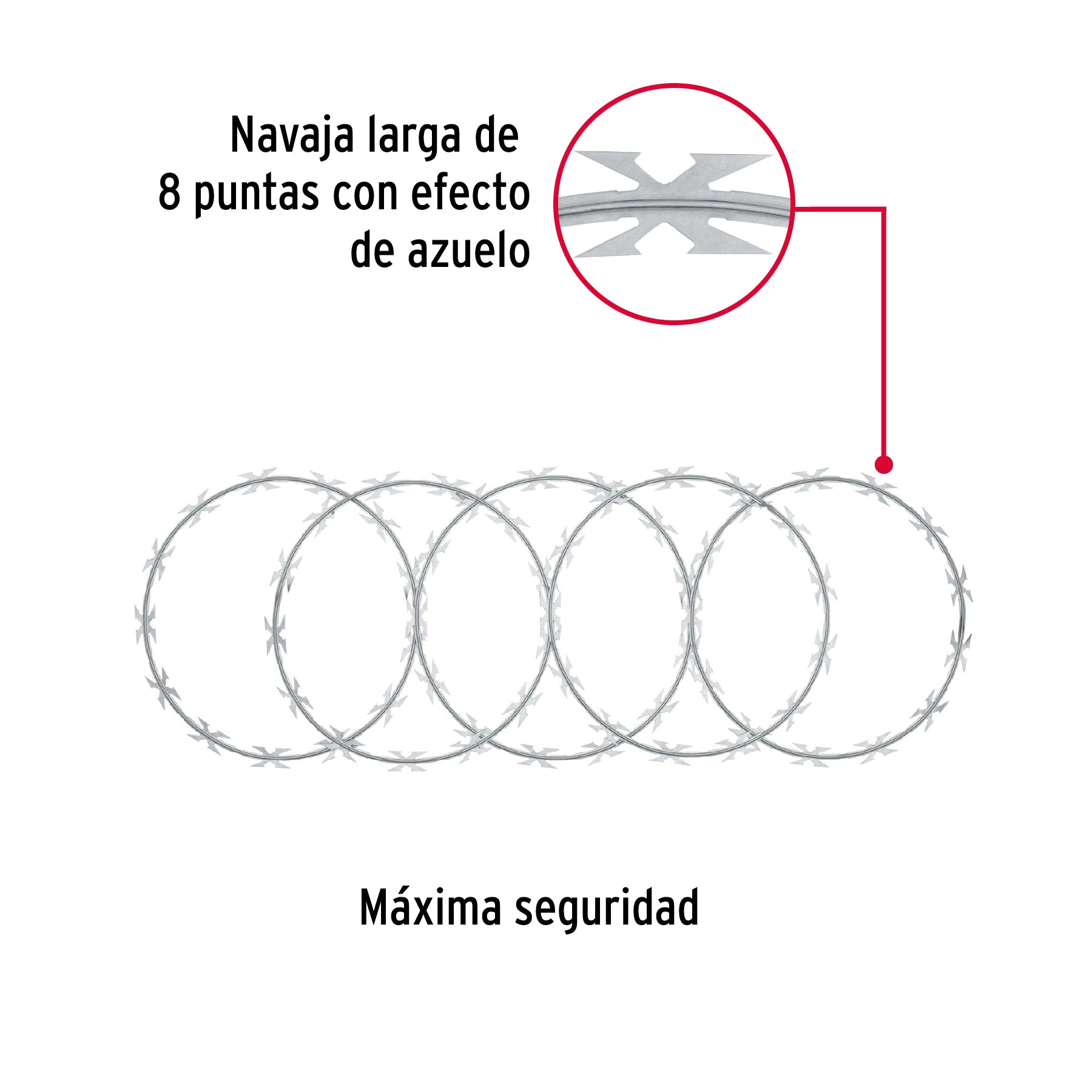 Rollo concertina máxima seguridad, 45cm diámetro x 8m, FIERO