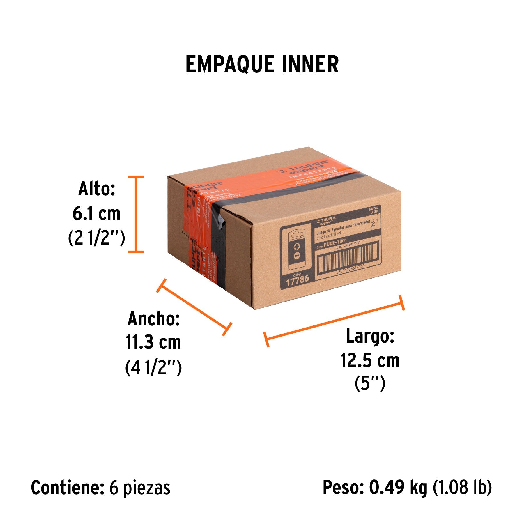 Estuche con 5 puntas de cruz y planas largo 2", EXPERT - Empaque