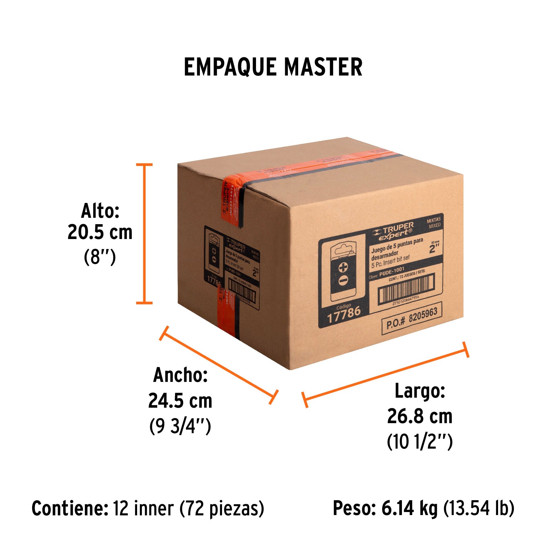 Estuche con 5 puntas de cruz y planas largo 2", EXPERT - Empaque