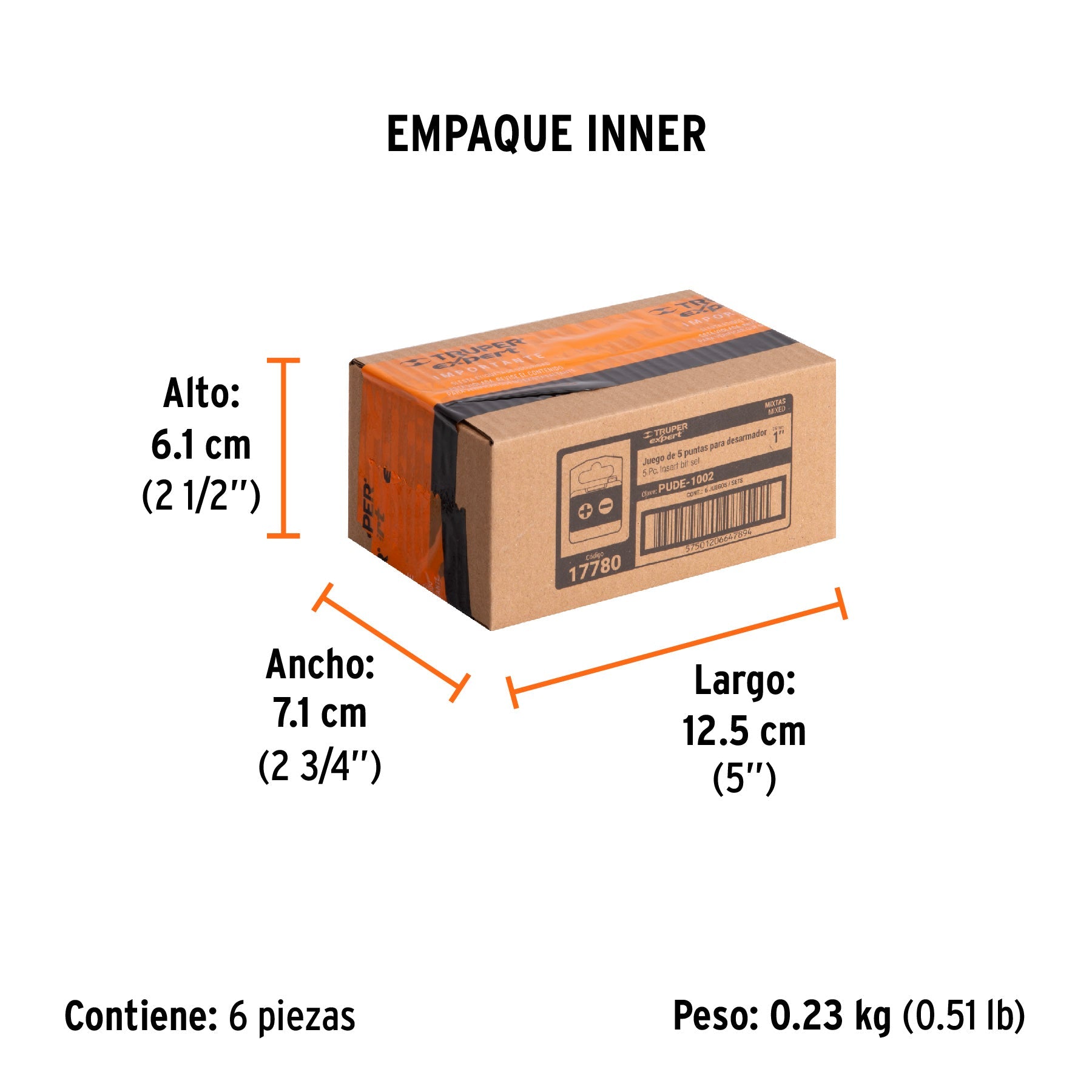 Estuche con 5 puntas de cruz y planas largo 1", EXPERT - Empaque