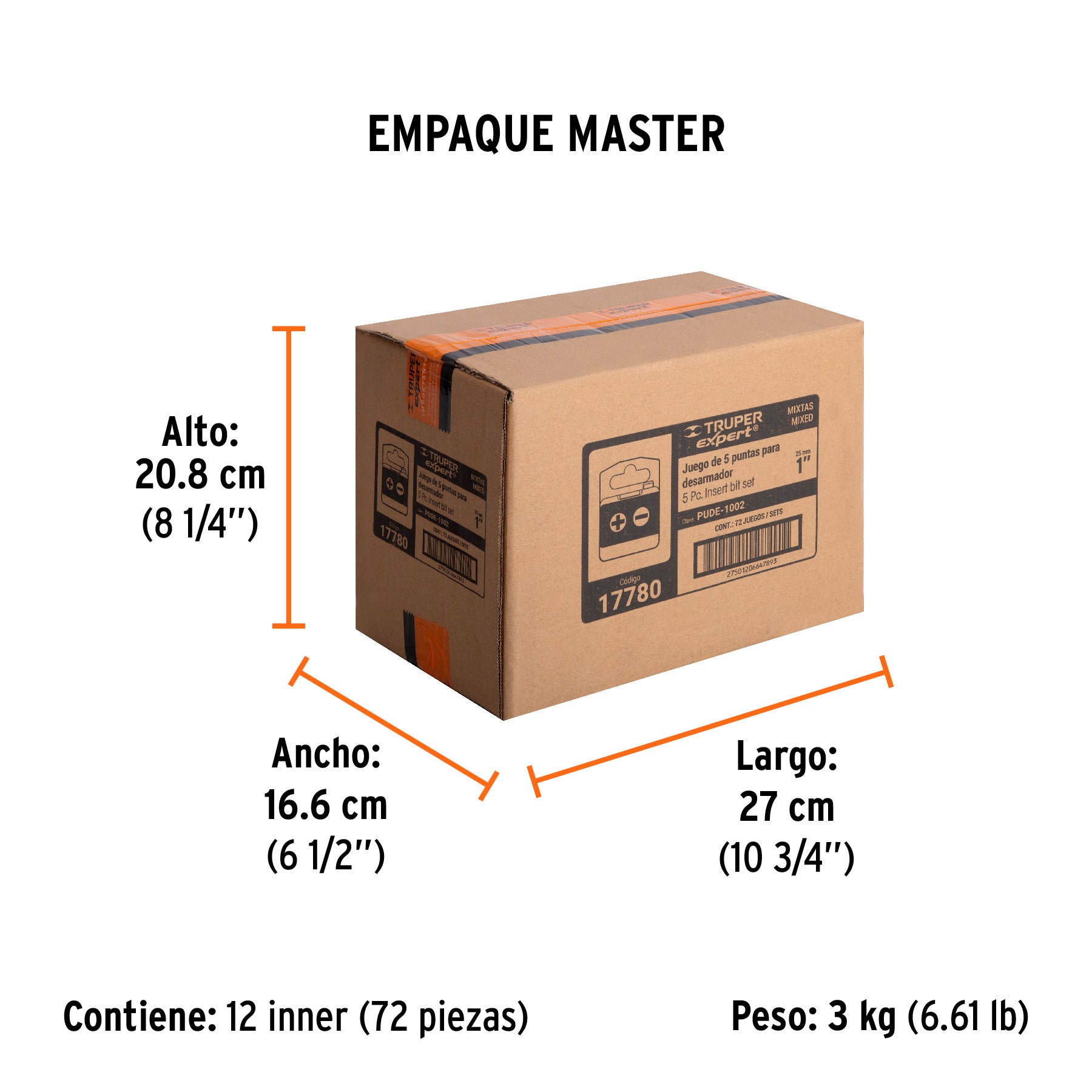 Estuche con 5 puntas de cruz y planas largo 1", EXPERT - Empaque