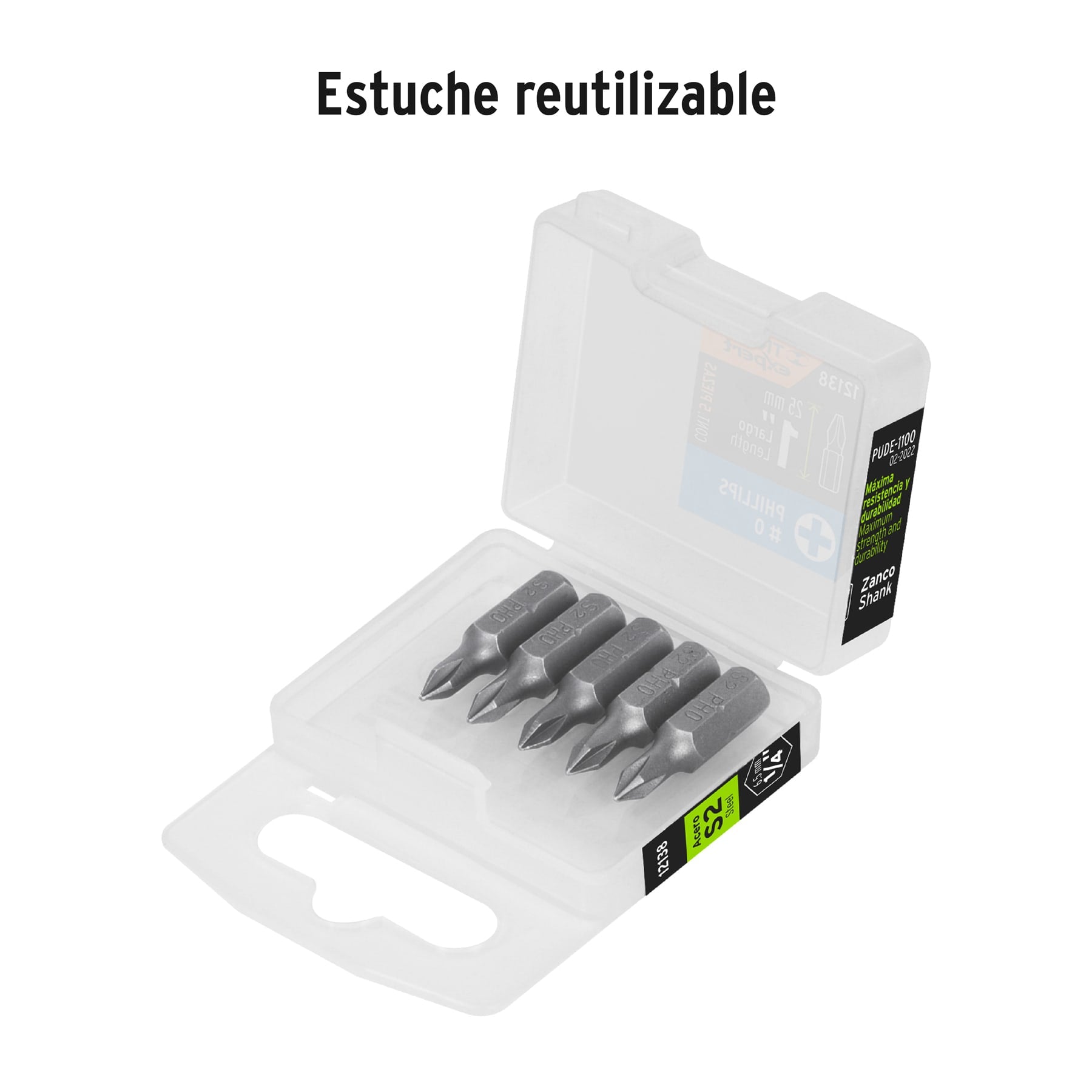 Estuche con 5 puntas de cruz PH0 largo 1", TRUPER EXPERT