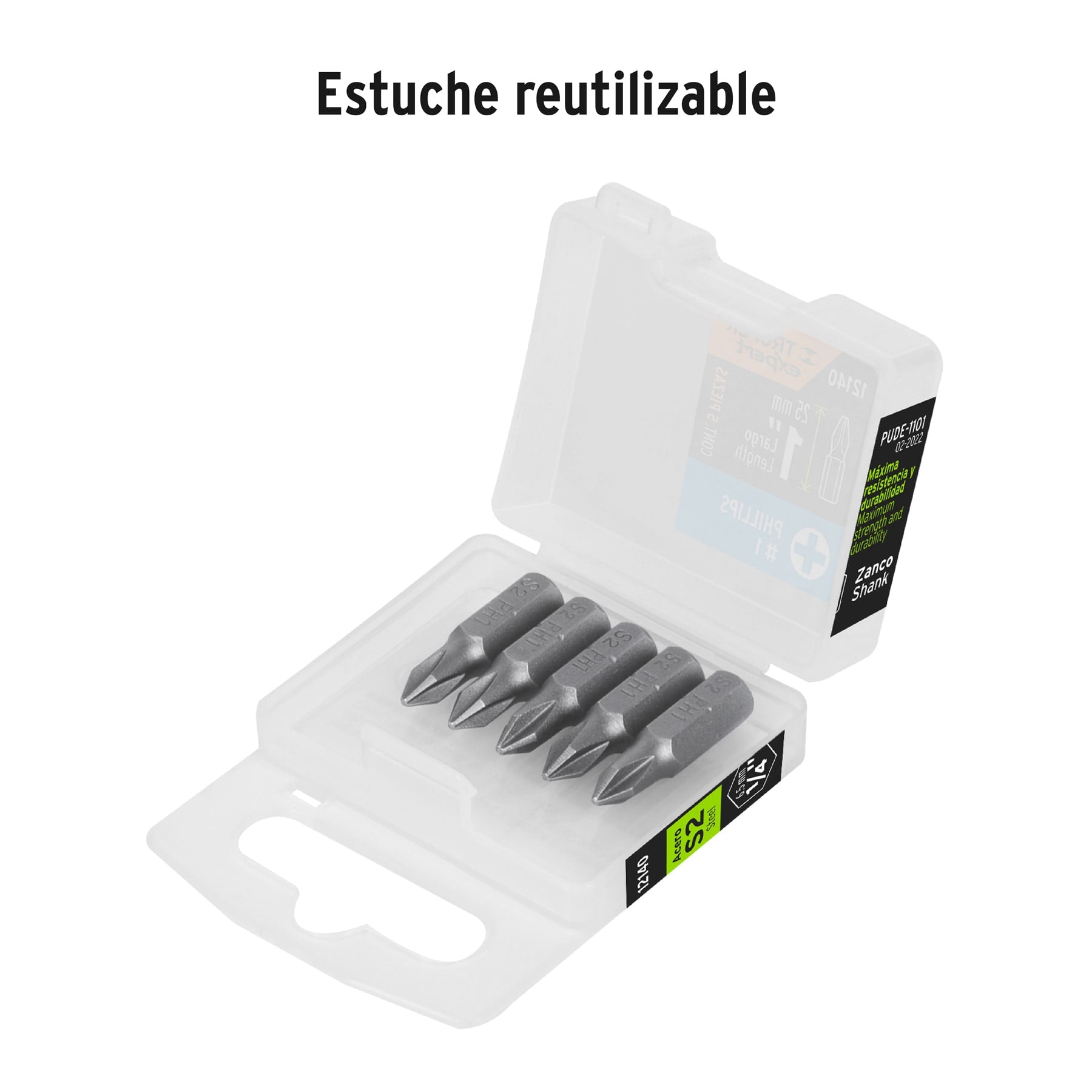Estuche con 5 puntas de cruz PH1 largo 1", TRUPER EXPERT