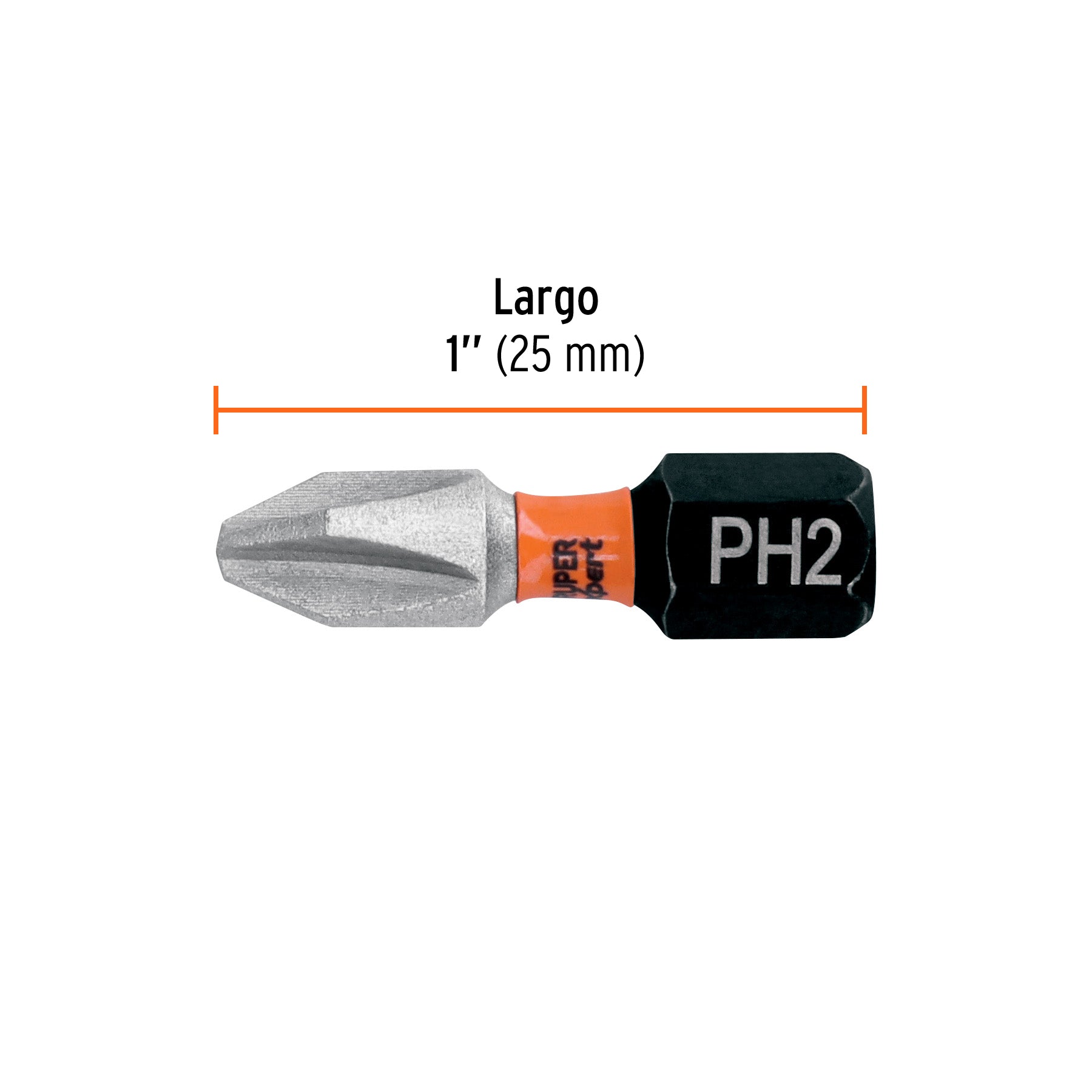 Estuche con 5 puntas de cruz PH2 de impacto largo 1"
