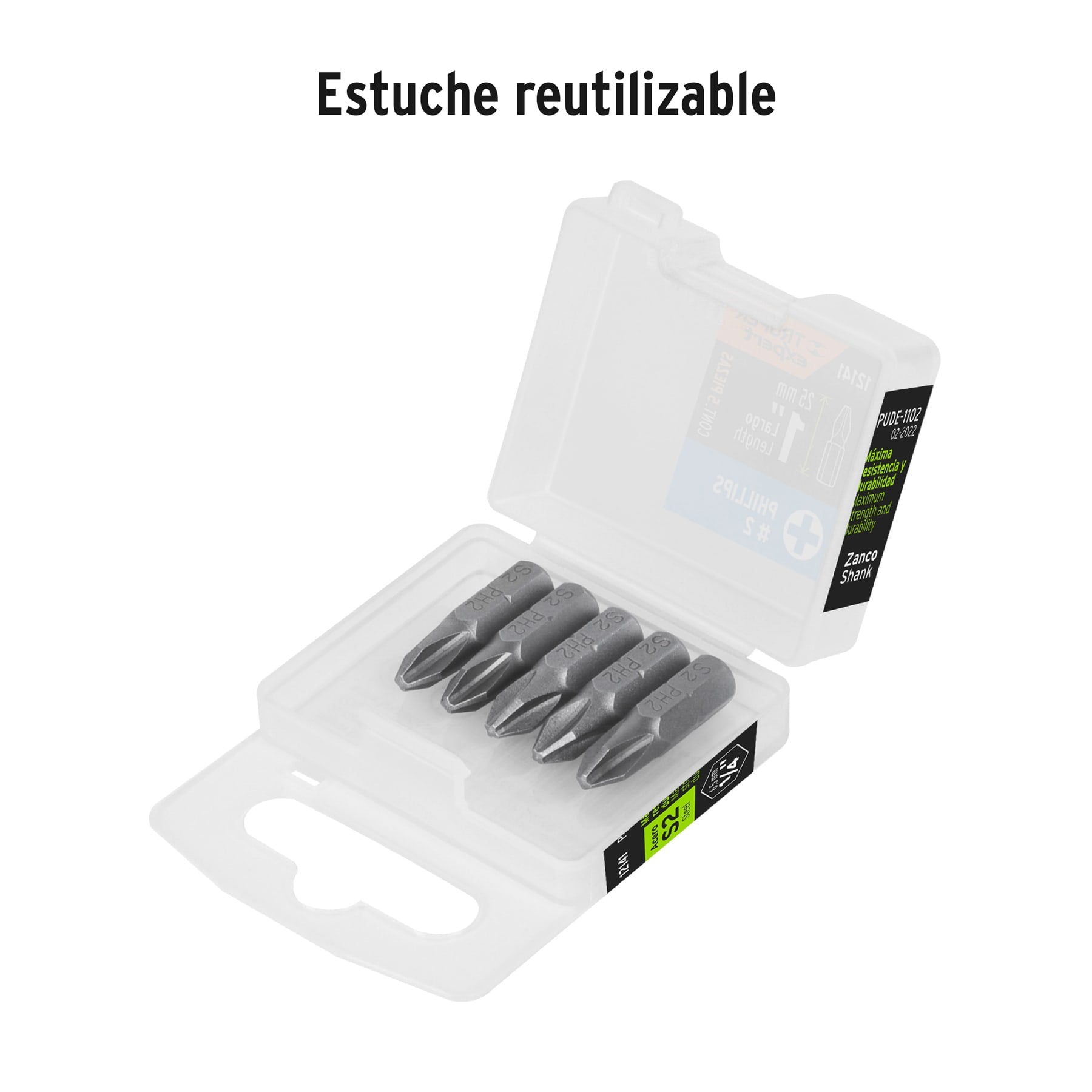 Estuche con 5 puntas de cruz PH2 largo 1", TRUPER EXPERT