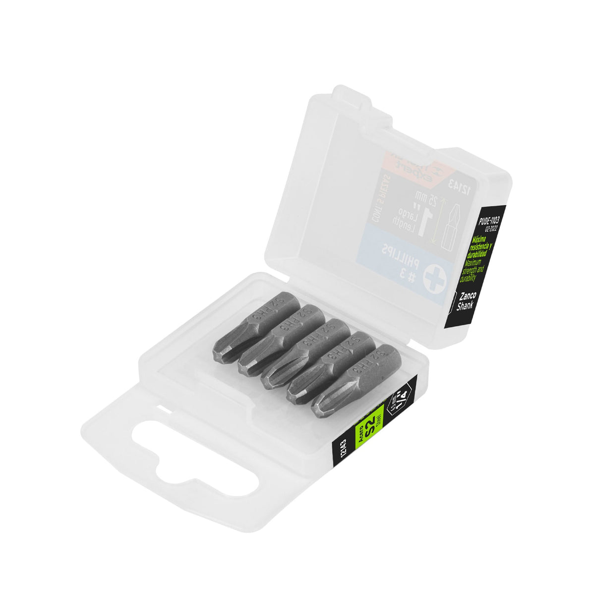 Estuche con 5 puntas de cruz PH3 largo 1", TRUPER EXPERT