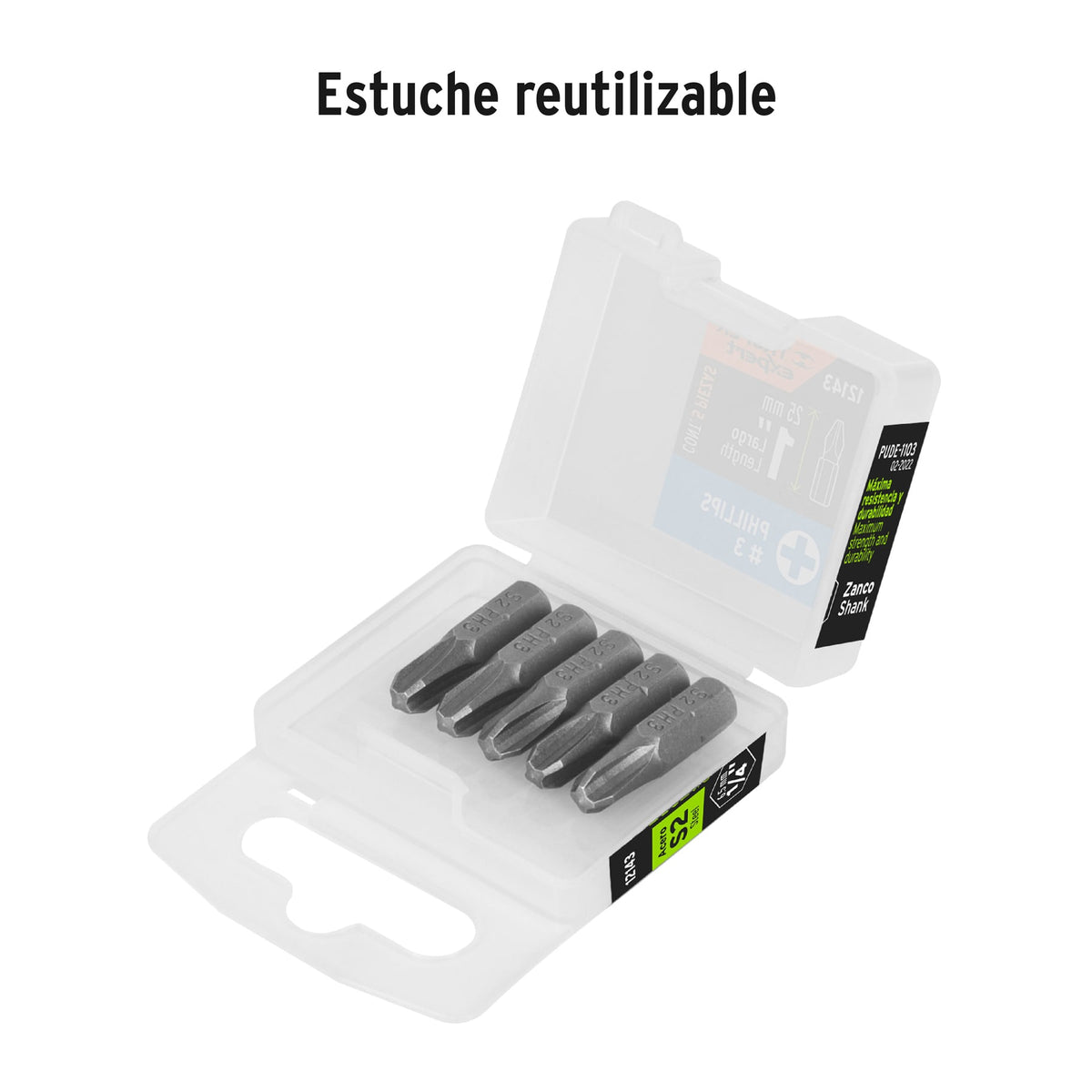 Estuche con 5 puntas de cruz PH3 largo 1", TRUPER EXPERT