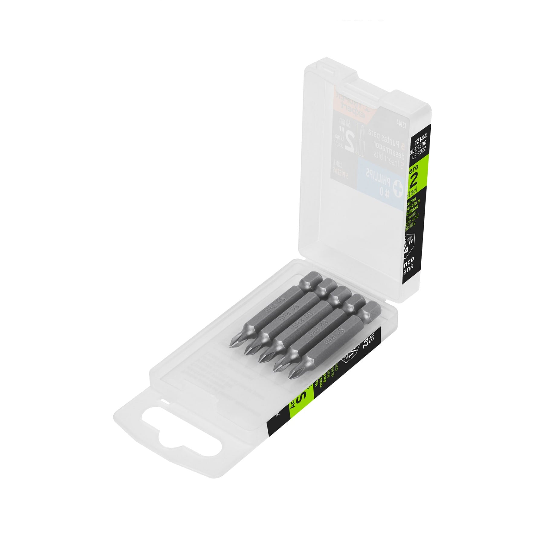 Estuche con 5 puntas de cruz PH0 largo 2", TRUPER EXPERT