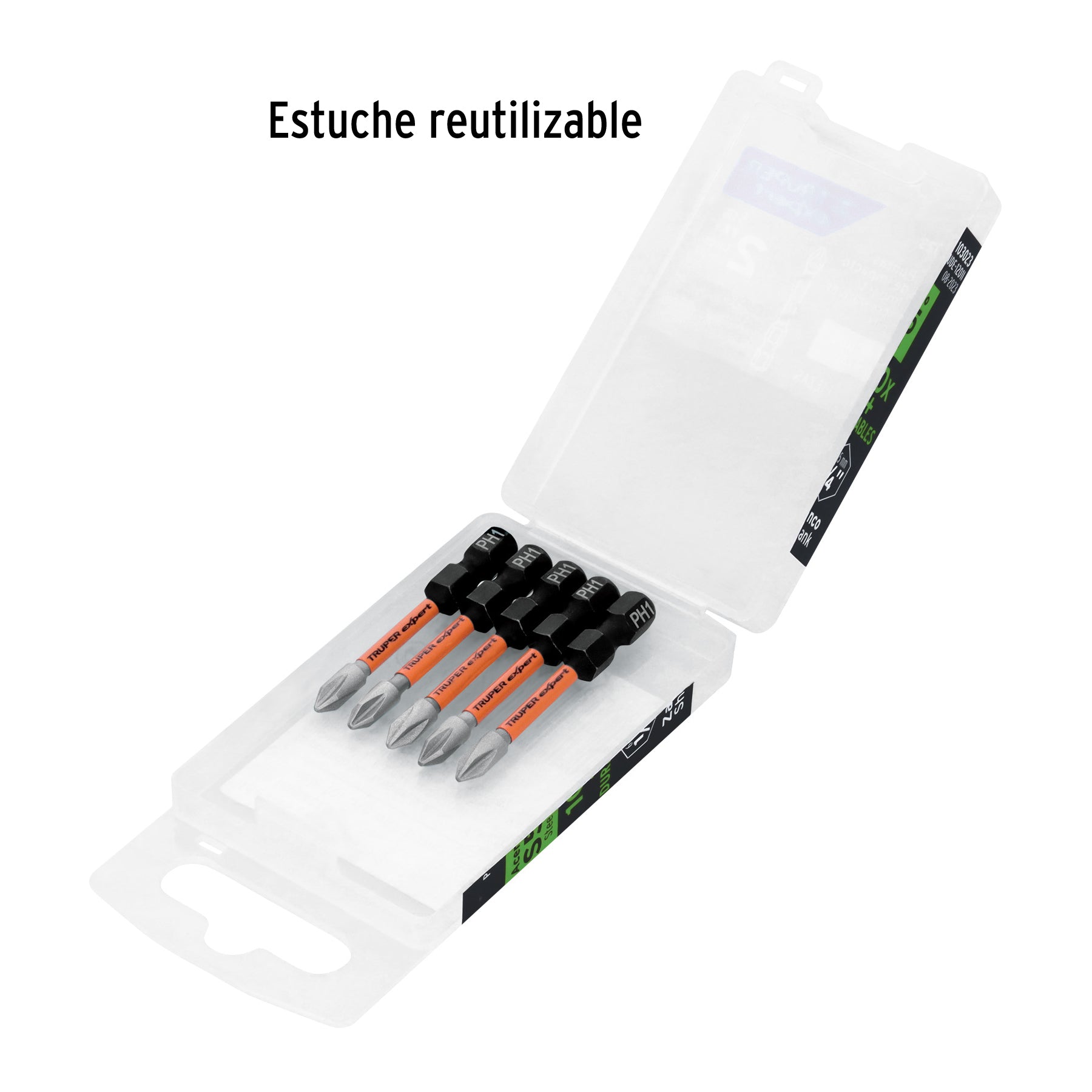 Estuche con 5 puntas de cruz PH1 de impacto largo 2"