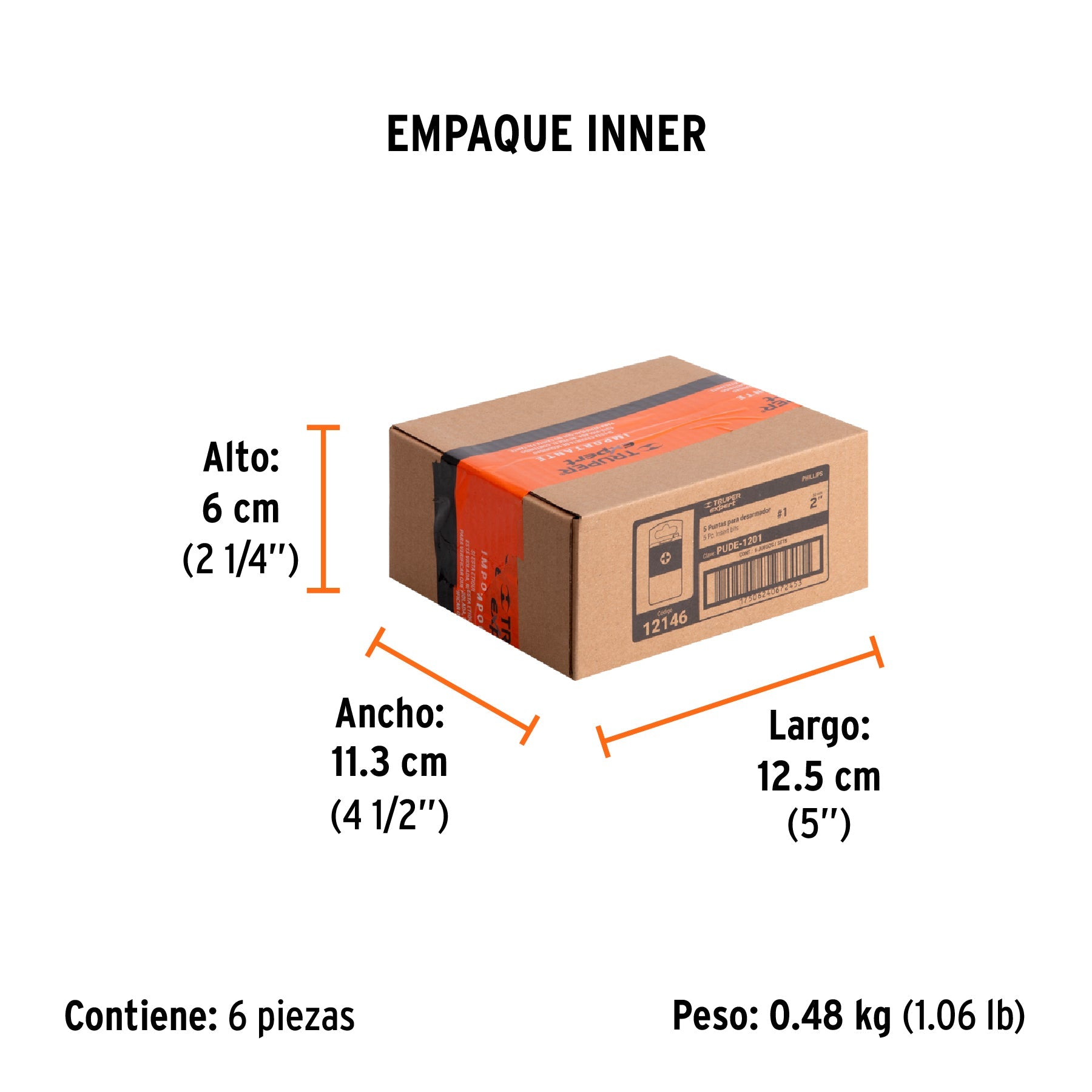 Estuche con 5 puntas de cruz PH1 largo 2", TRUPER EXPERT - Empaque