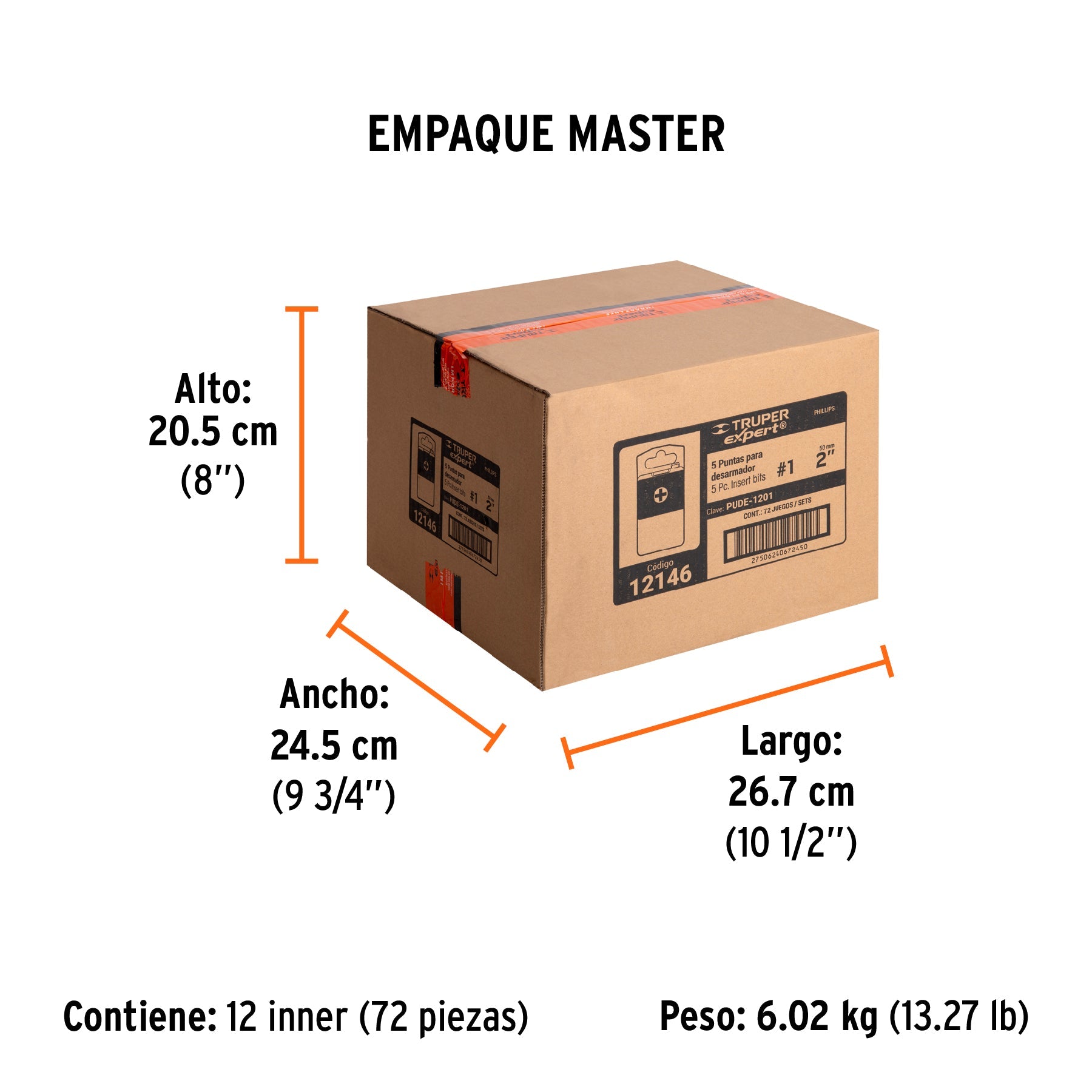 Estuche con 5 puntas de cruz PH1 largo 2", TRUPER EXPERT - Empaque