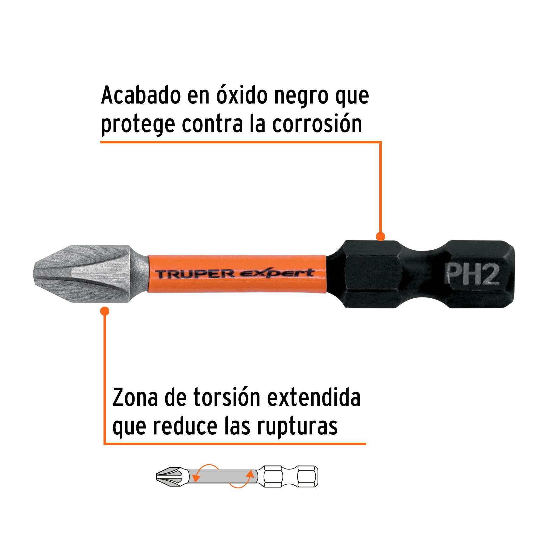 Estuche con 15 puntas de cruz PH2 de impacto largo 2"