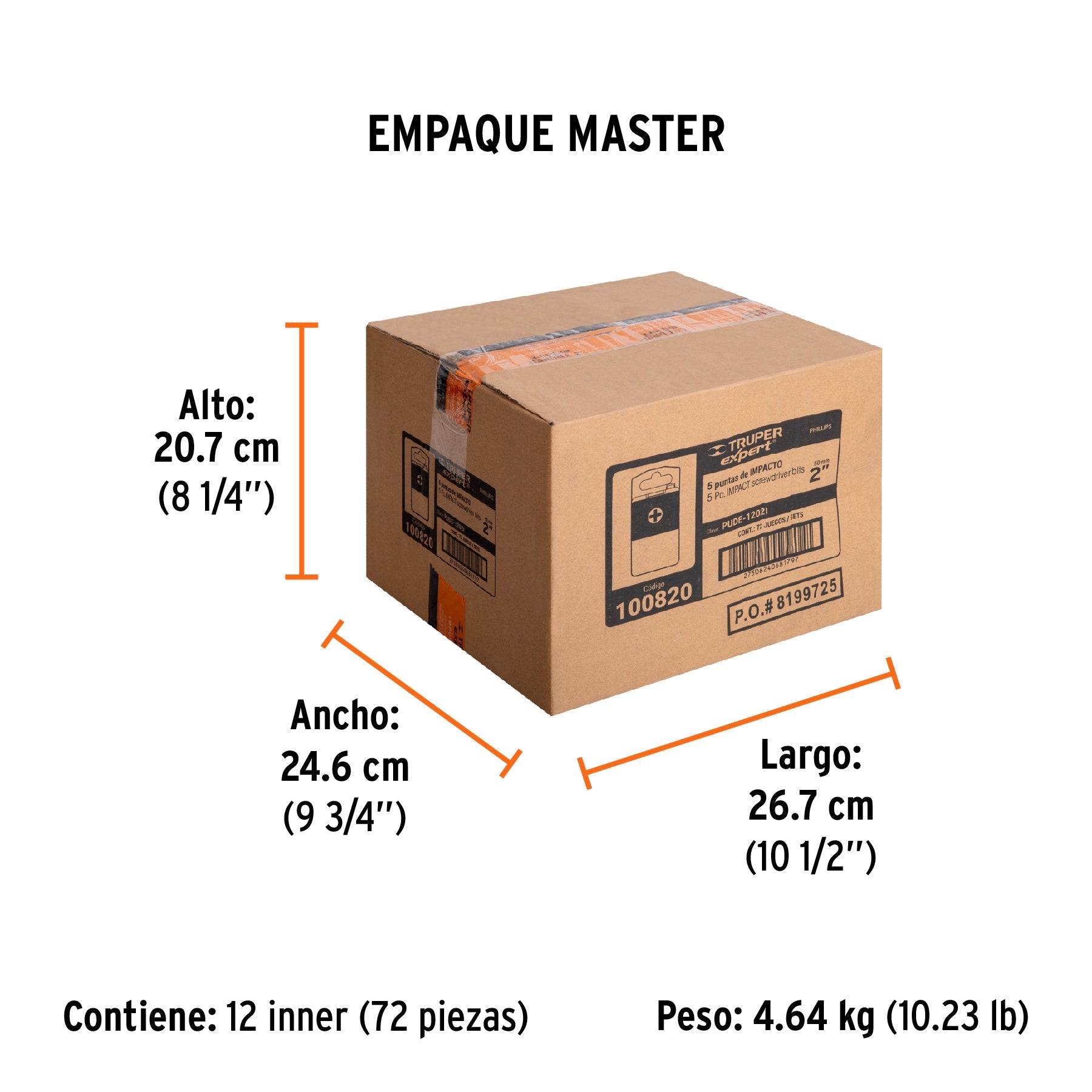 Estuche con 5 puntas de cruz PH2 de impacto largo 2", EXPERT - Empaque