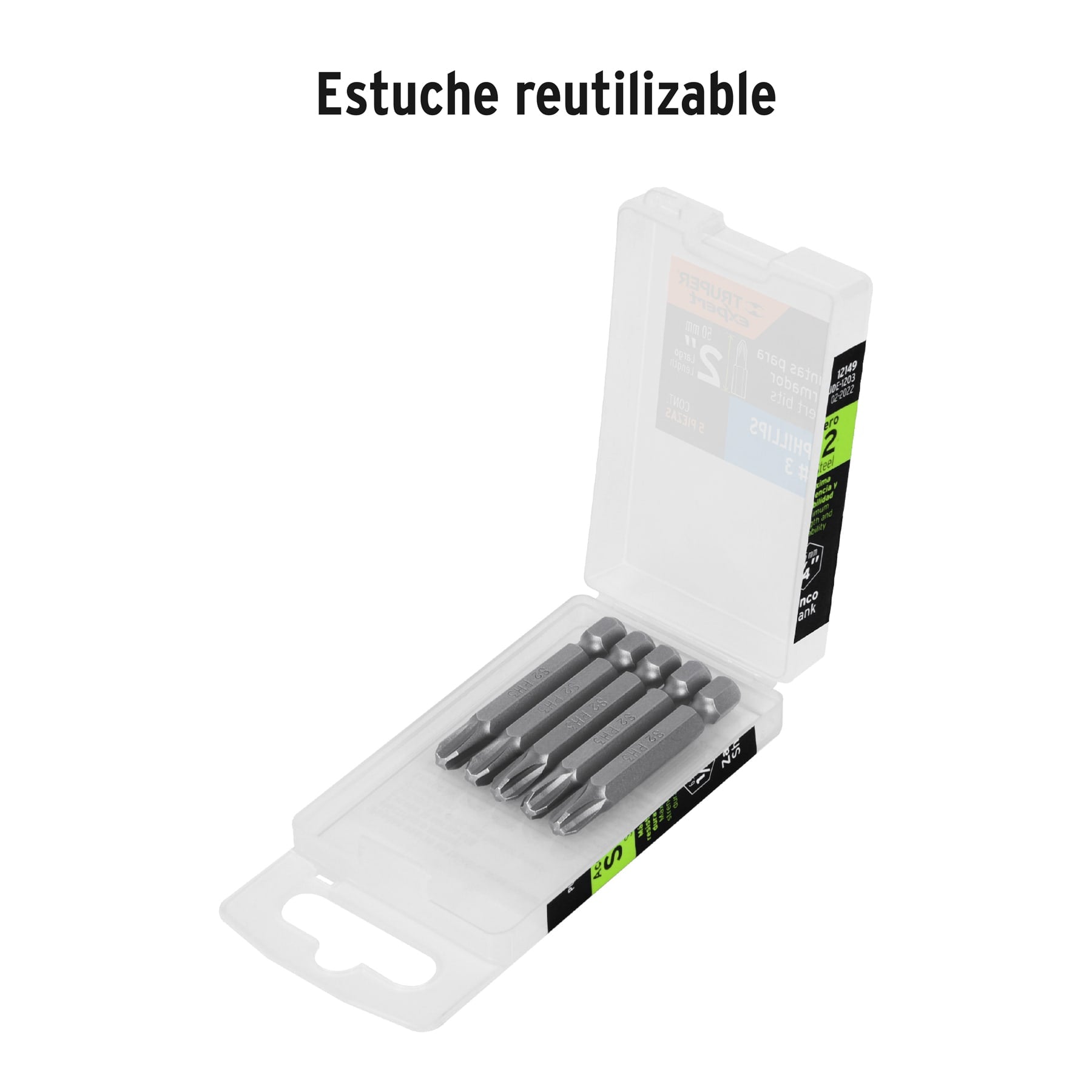 Estuche con 5 puntas de cruz PH3 largo 2", TRUPER EXPERT