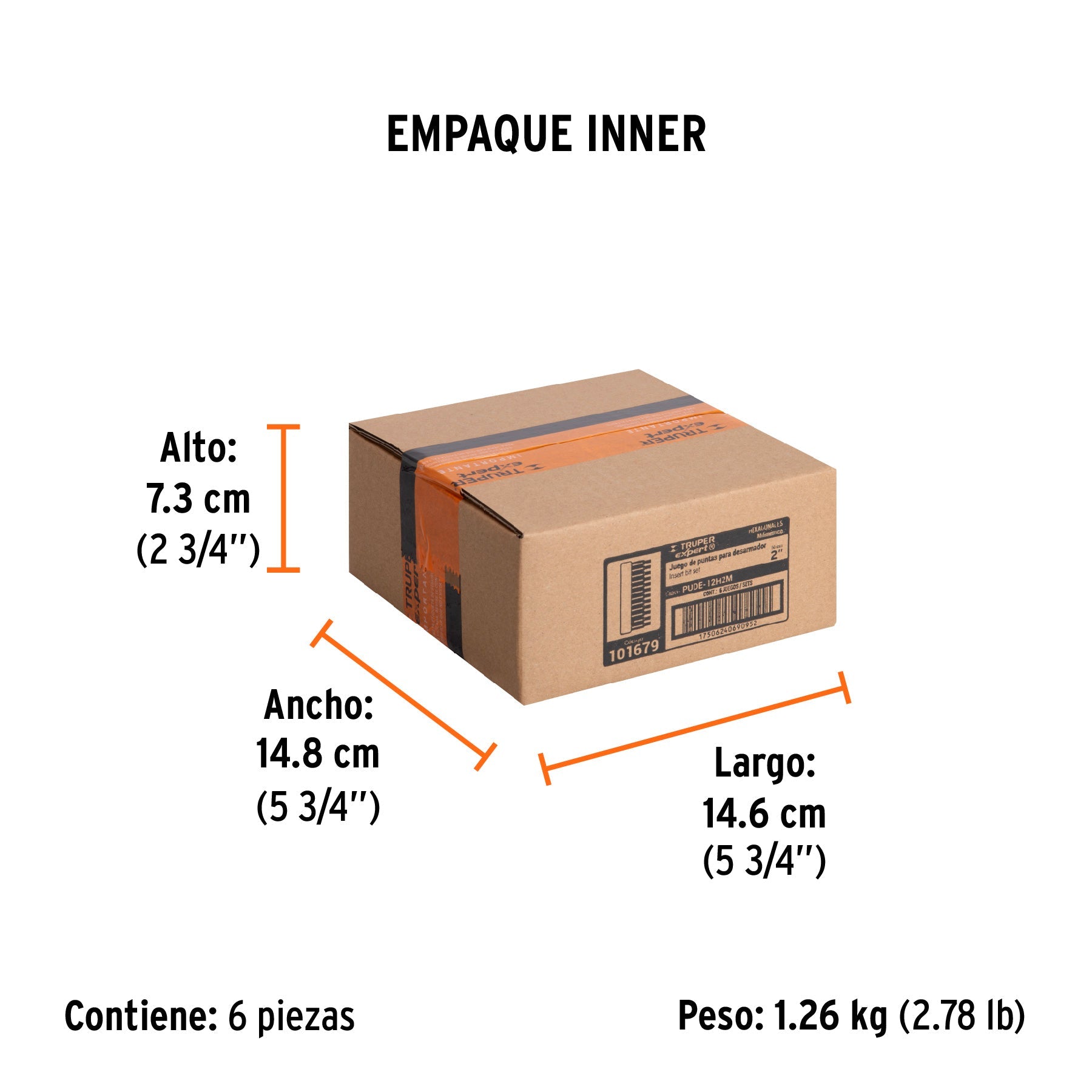 Juego de 12 puntas hexagonales mm largo 2", EXPERT - Empaque
