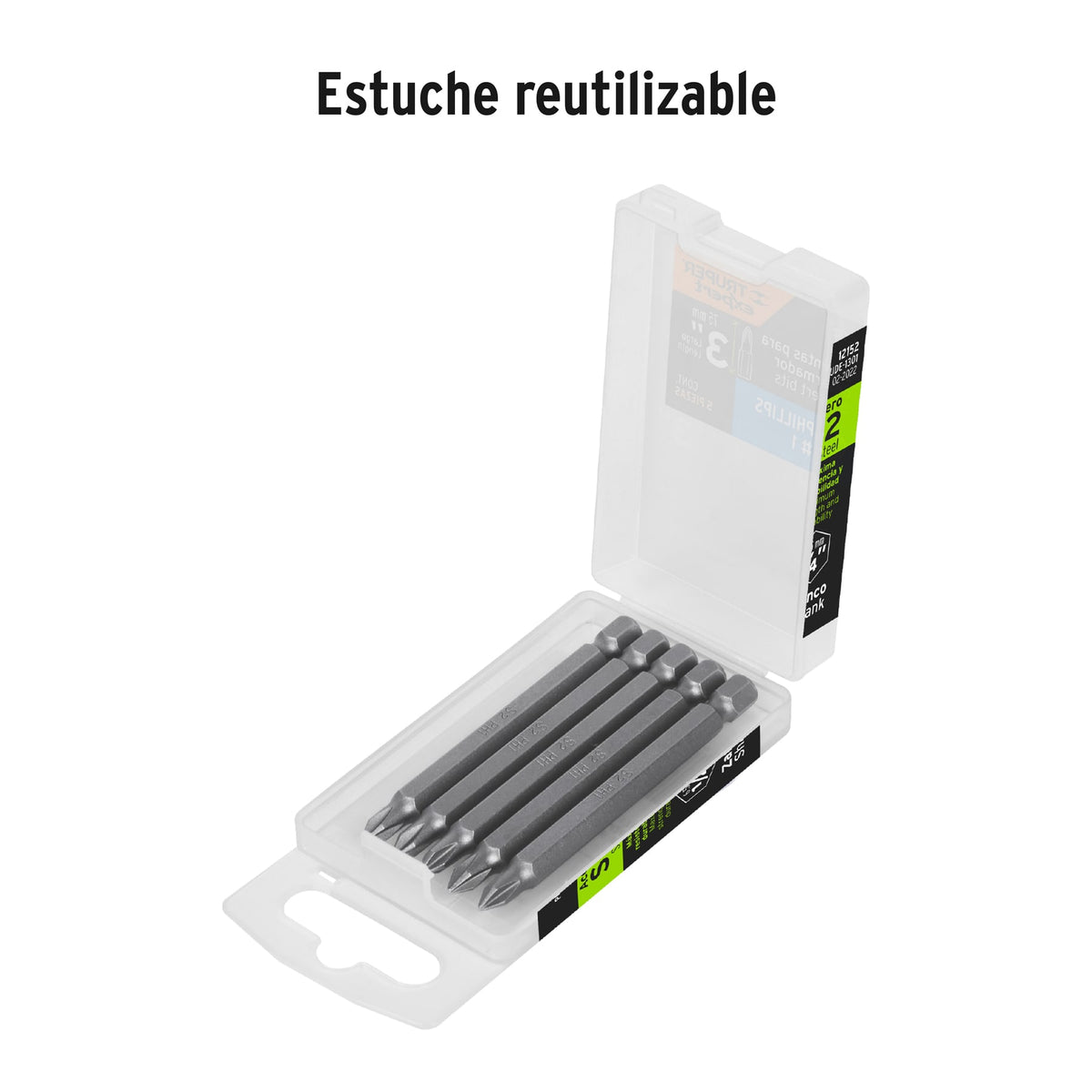 Estuche con 5 puntas de cruz PH1 largo 3", TRUPER EXPERT