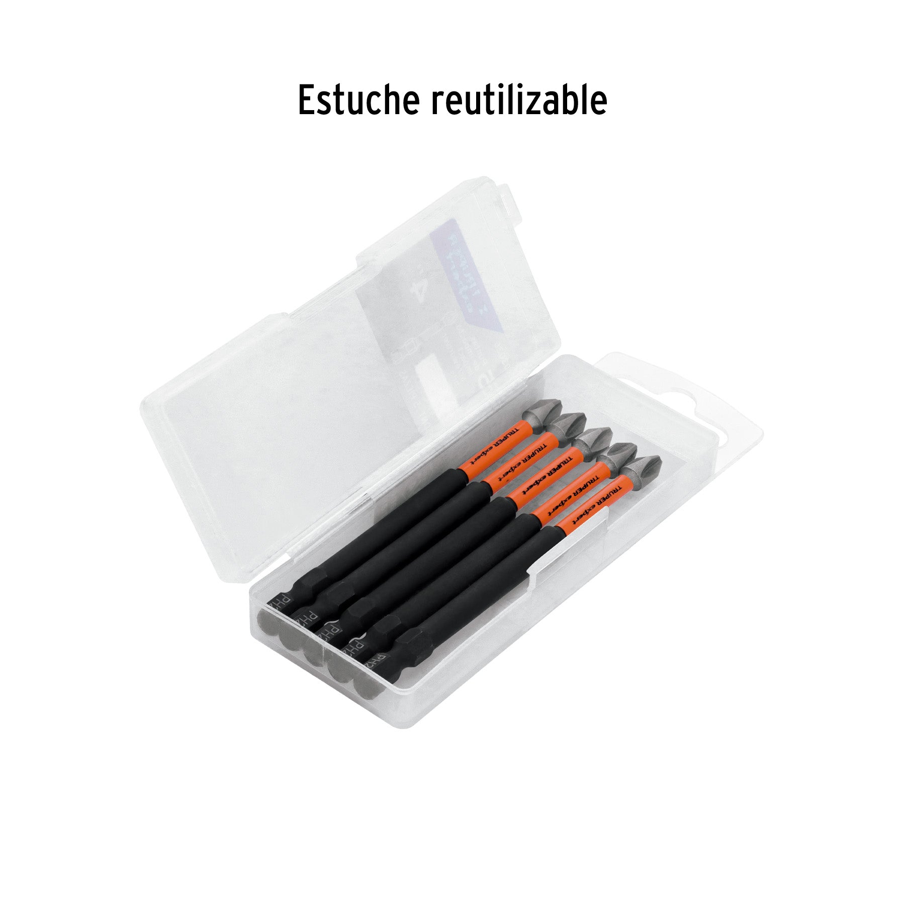 Estuche con 5 puntas de cruz PH2 de impacto largo 4"
