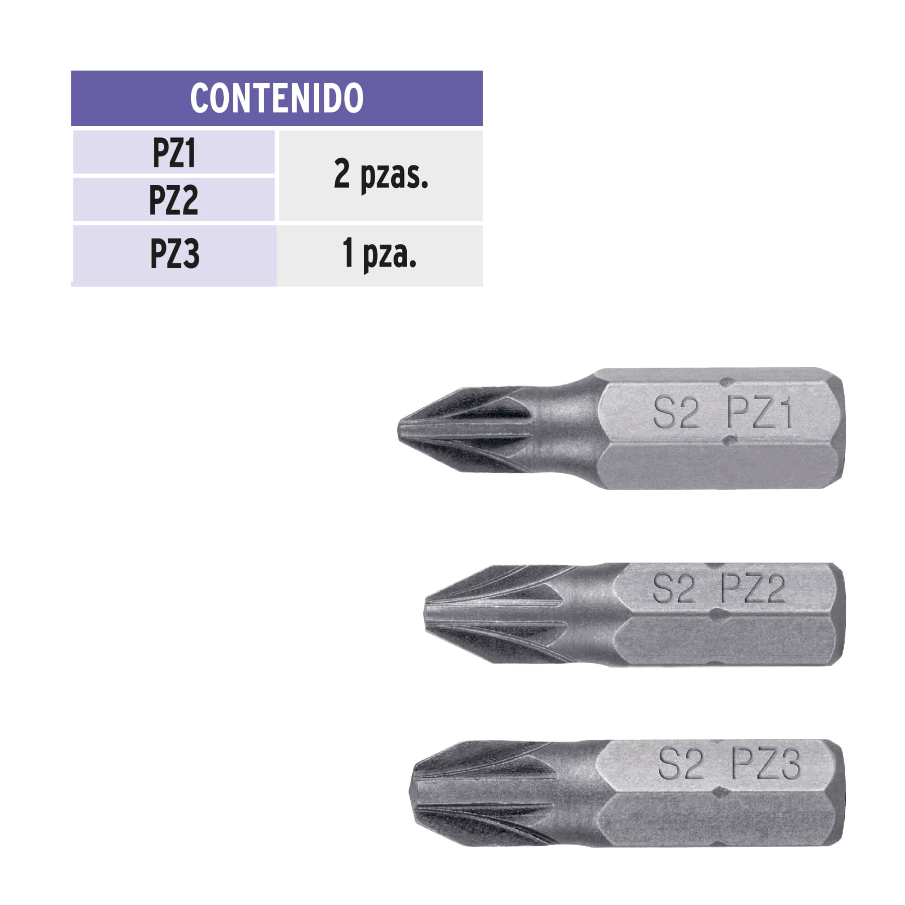 Estuche con 5 puntas pozidriv combinadas largo 1", EXPERT