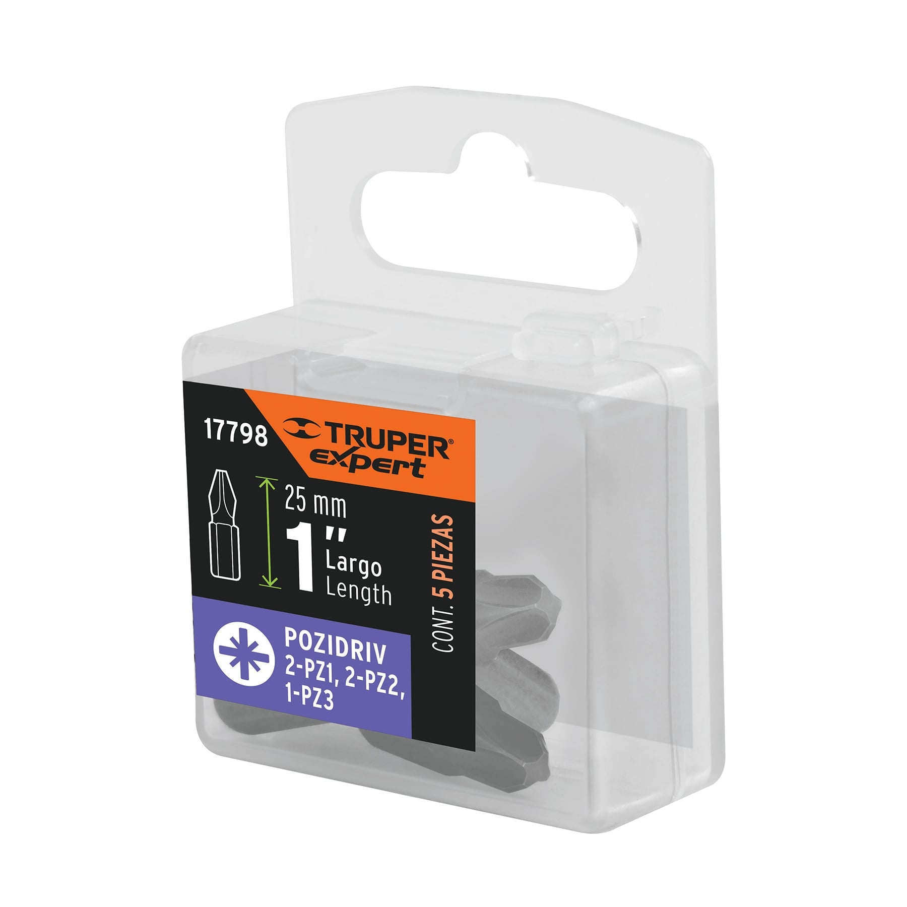 Estuche con 5 puntas pozidriv combinadas largo 1", EXPERT