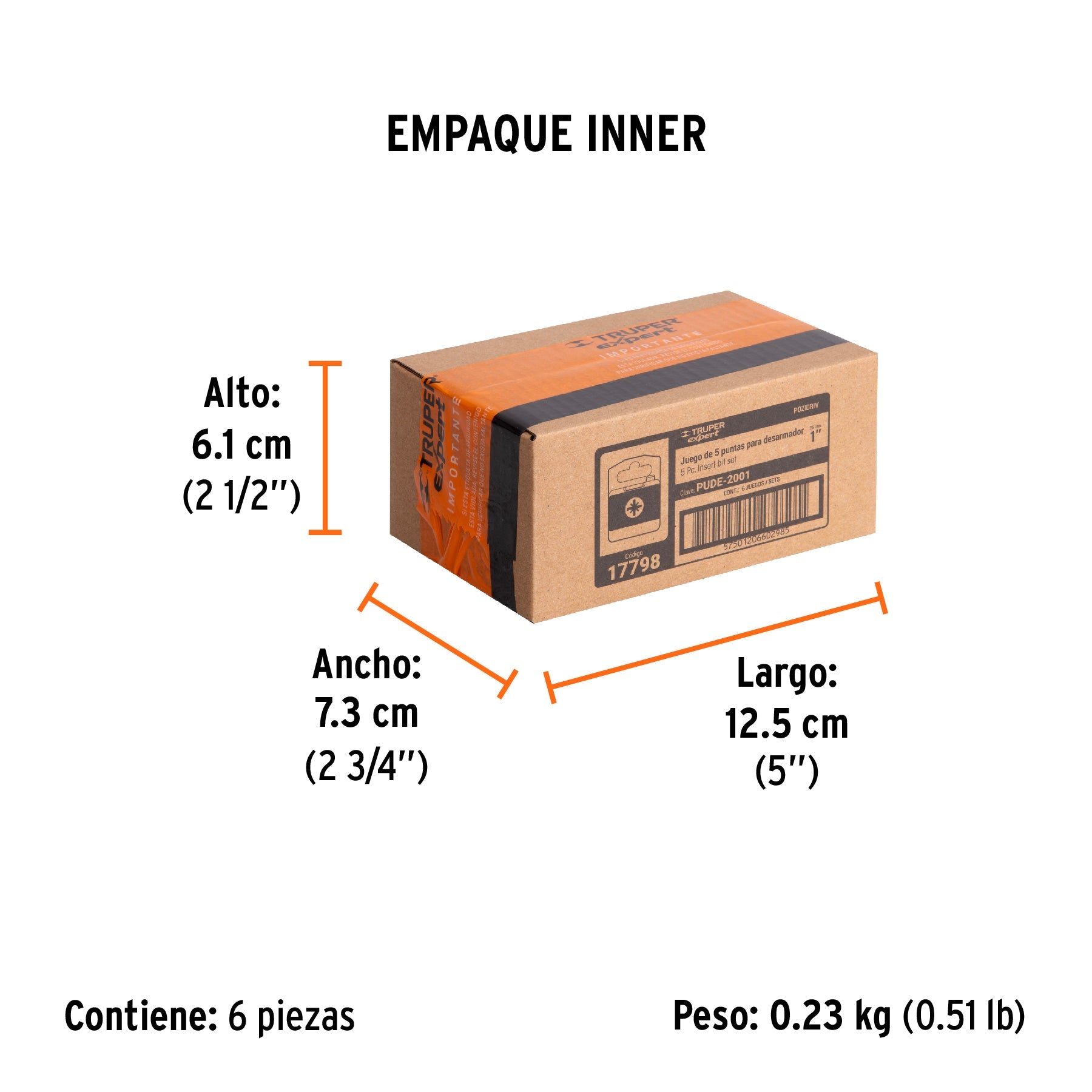 Estuche con 5 puntas pozidriv combinadas largo 1", EXPERT - Empaque