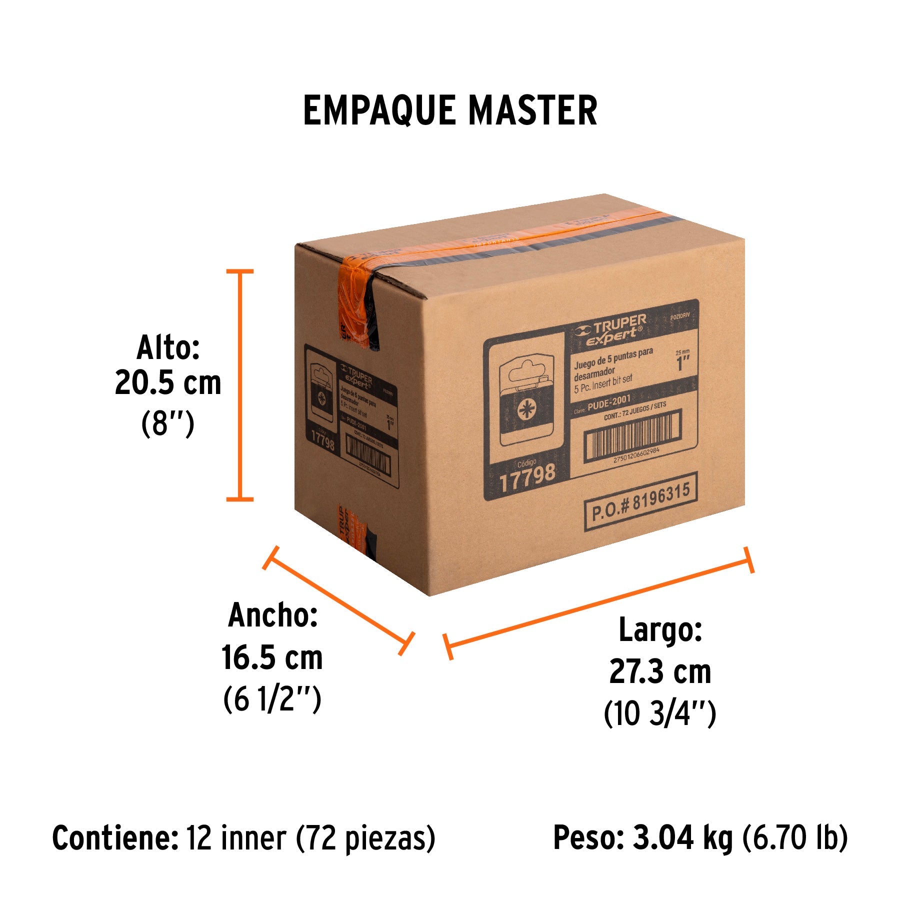 Estuche con 5 puntas pozidriv combinadas largo 1", EXPERT - Empaque
