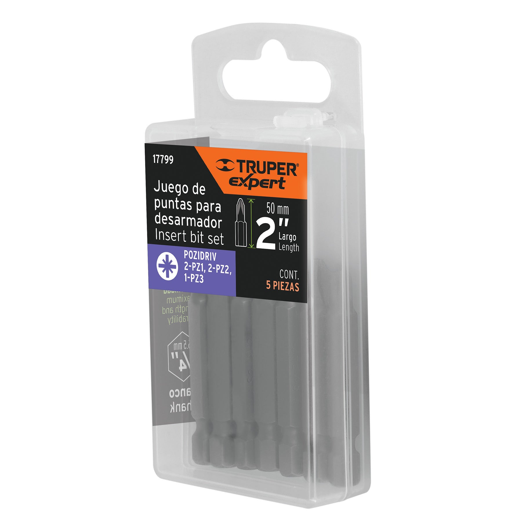 Estuche con 5 puntas pozidriv combinadas largo 2", EXPERT