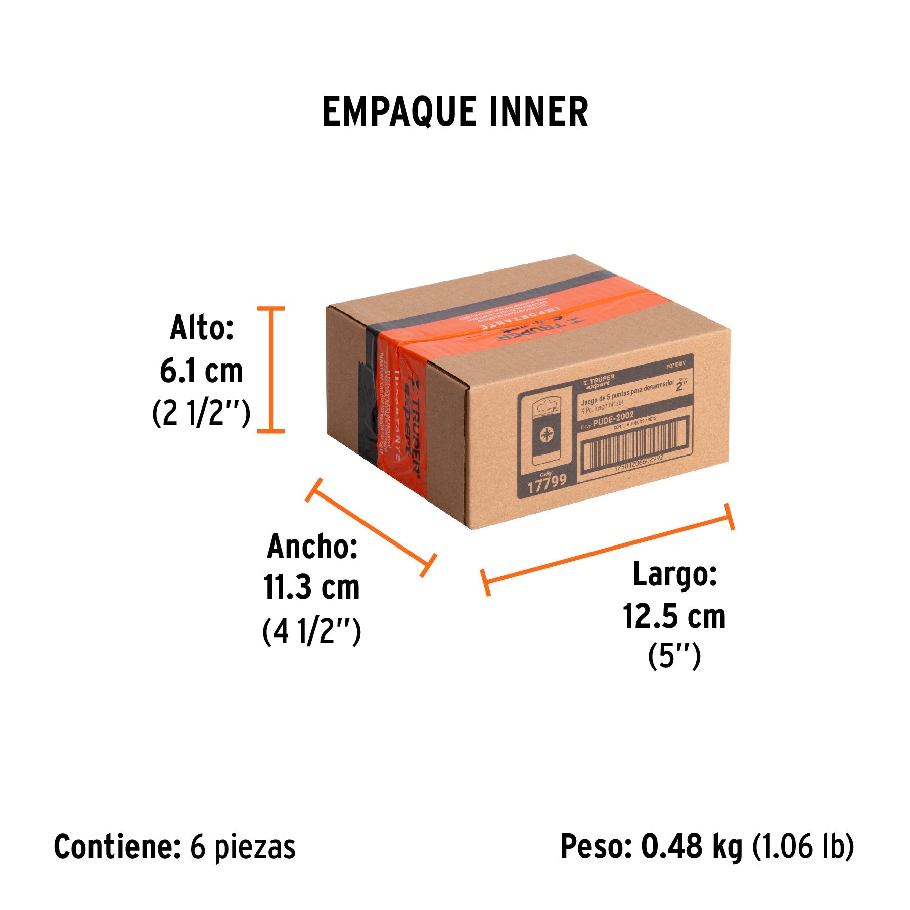 Estuche con 5 puntas pozidriv combinadas largo 2", EXPERT - Empaque