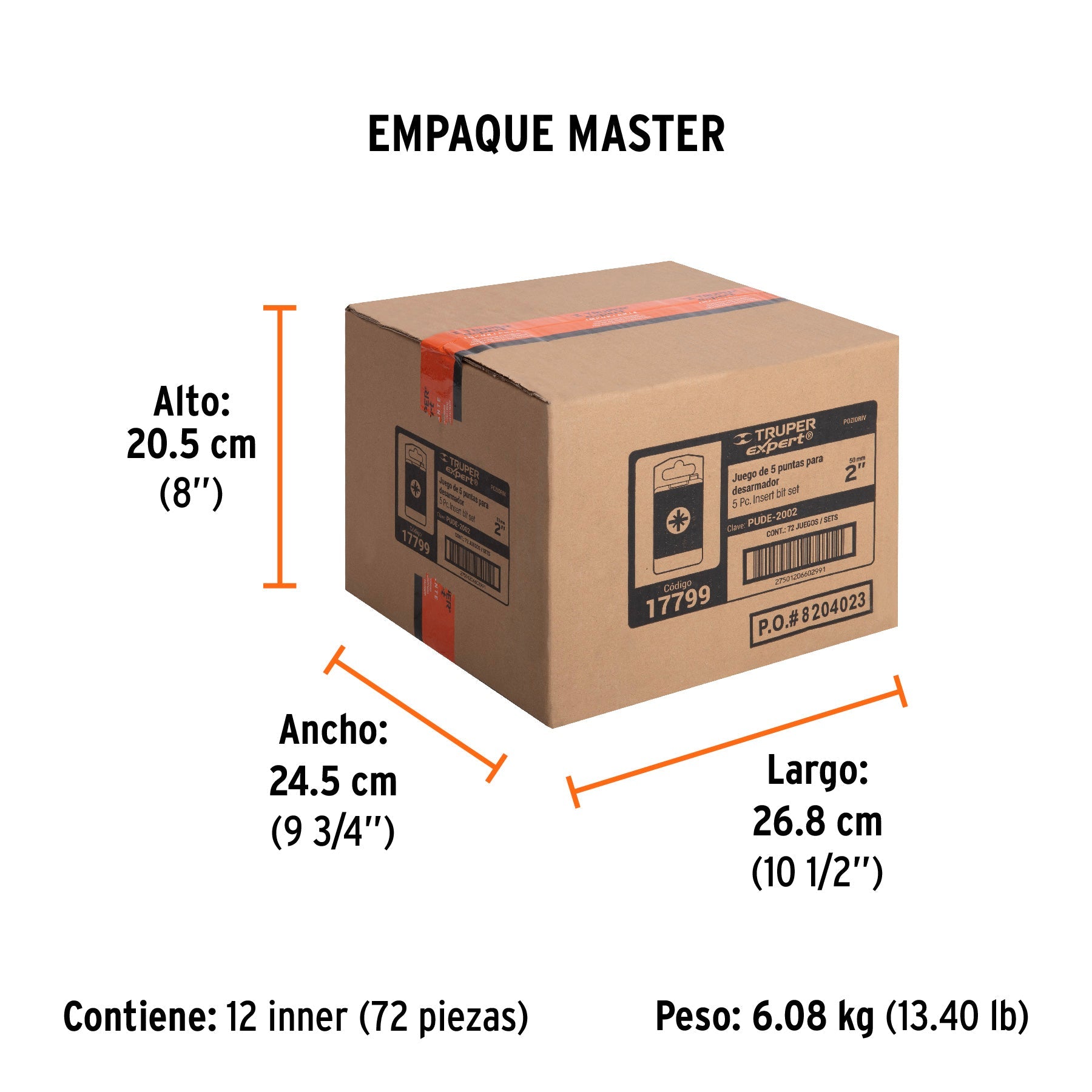 Estuche con 5 puntas pozidriv combinadas largo 2", EXPERT - Empaque
