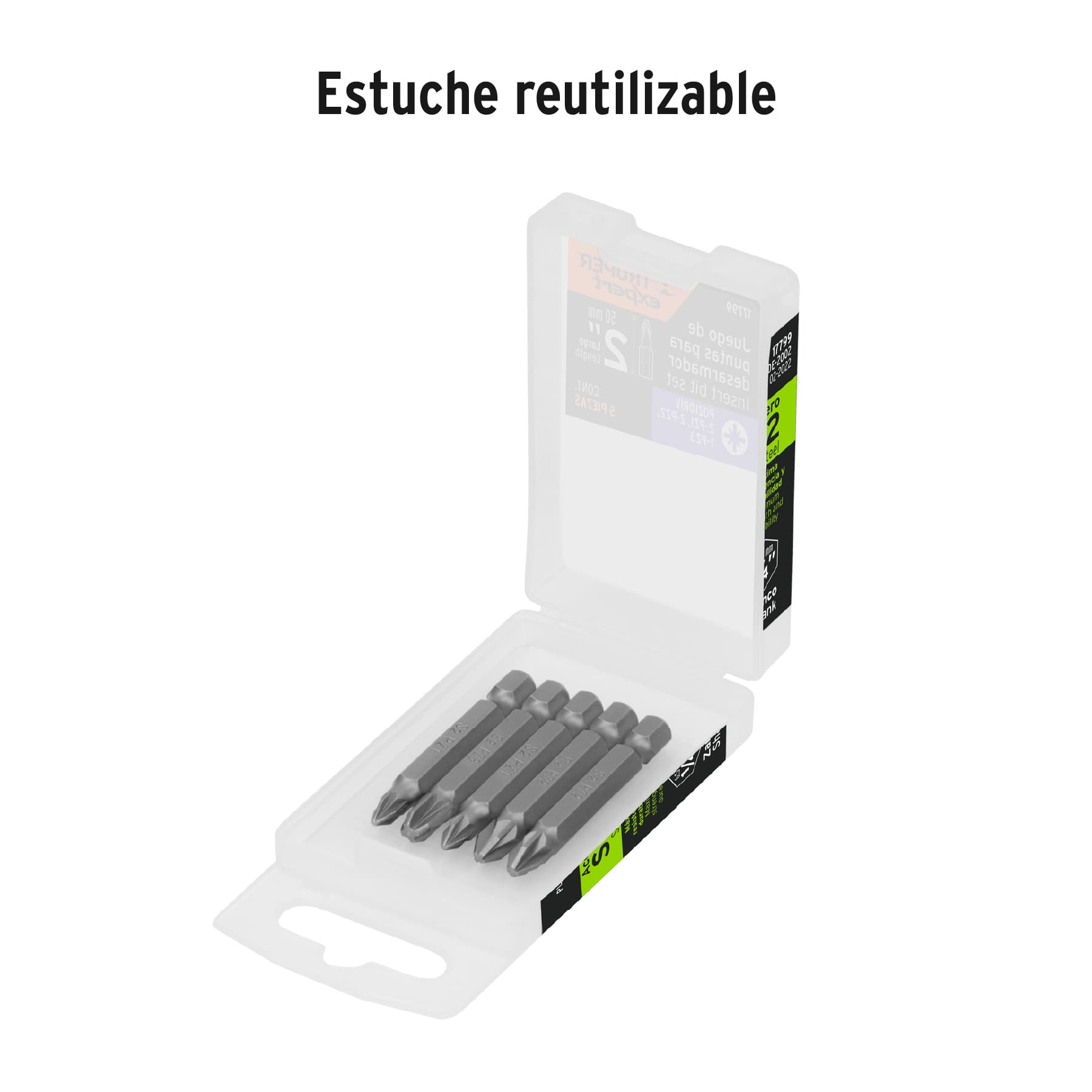 Estuche con 5 puntas pozidriv combinadas largo 2", EXPERT