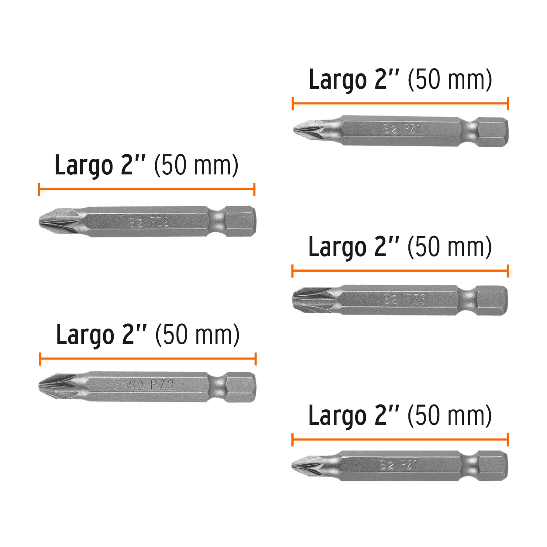 Estuche con 5 puntas pozidriv combinadas largo 2", EXPERT