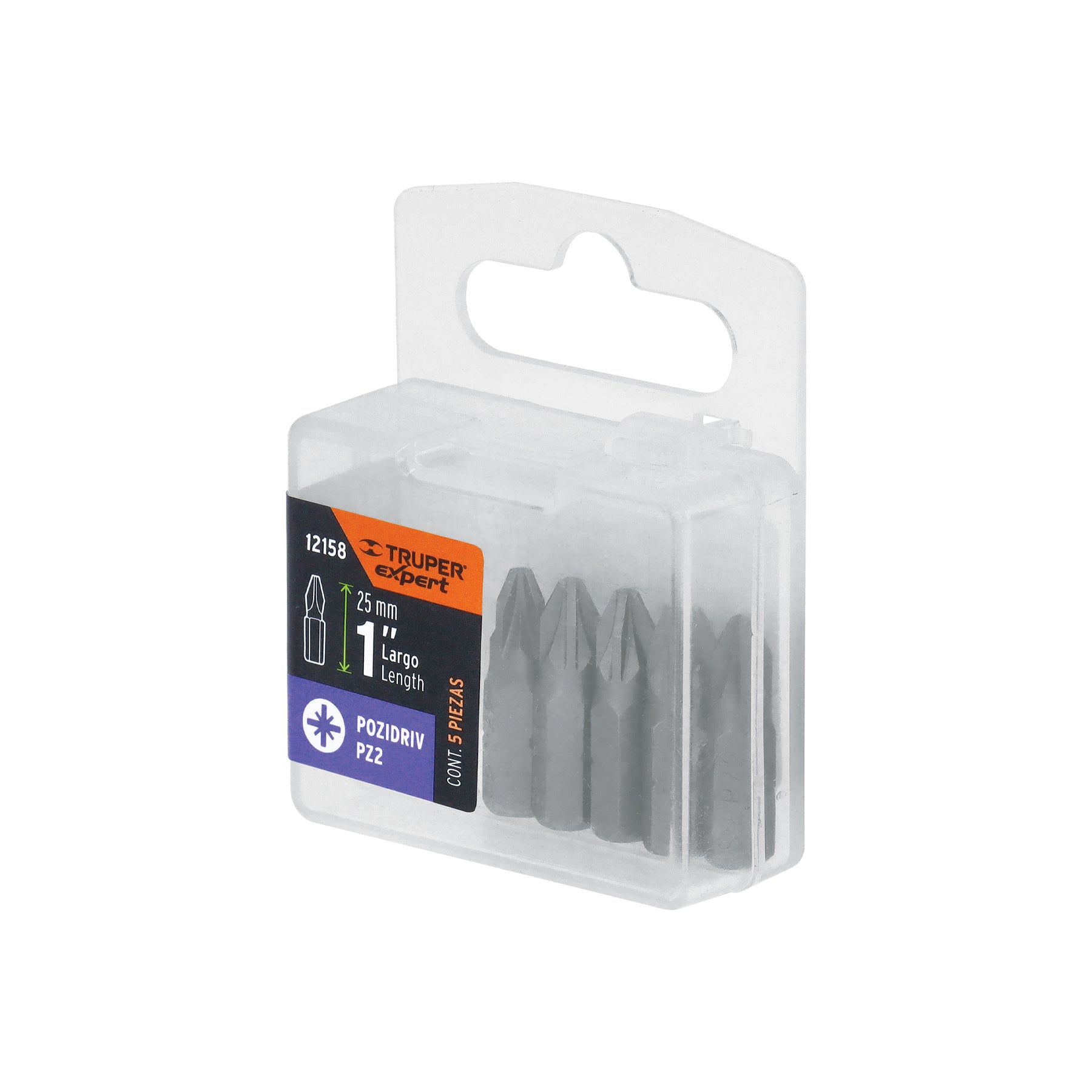 Estuche con 5 puntas pozidriv PZ2 largo 1", TRUPER EXPERT
