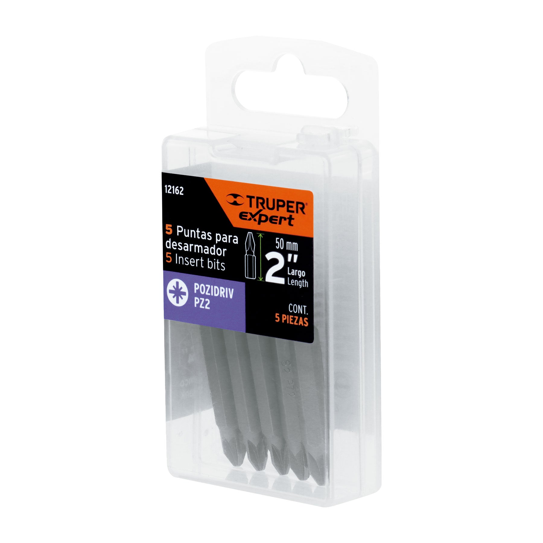 Estuche con 5 puntas pozidriv PZ2 largo 2", TRUPER EXPERT