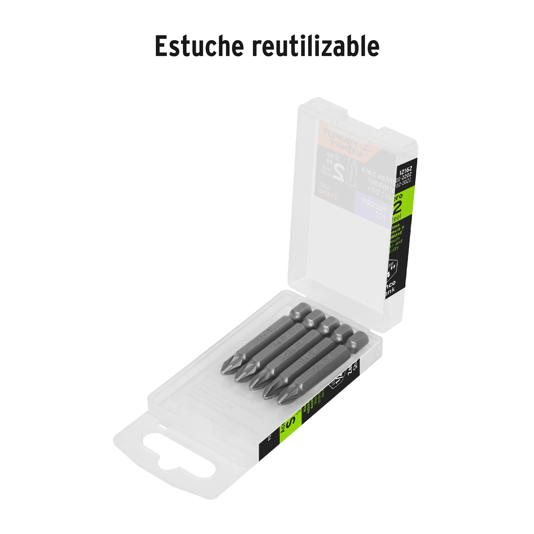 Estuche con 5 puntas pozidriv PZ2 largo 2", TRUPER EXPERT