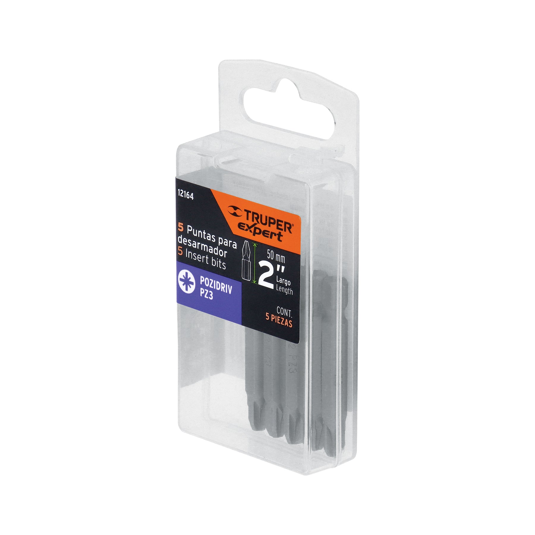 Estuche con 5 puntas pozidriv PZ3 largo 2", TRUPER EXPERT