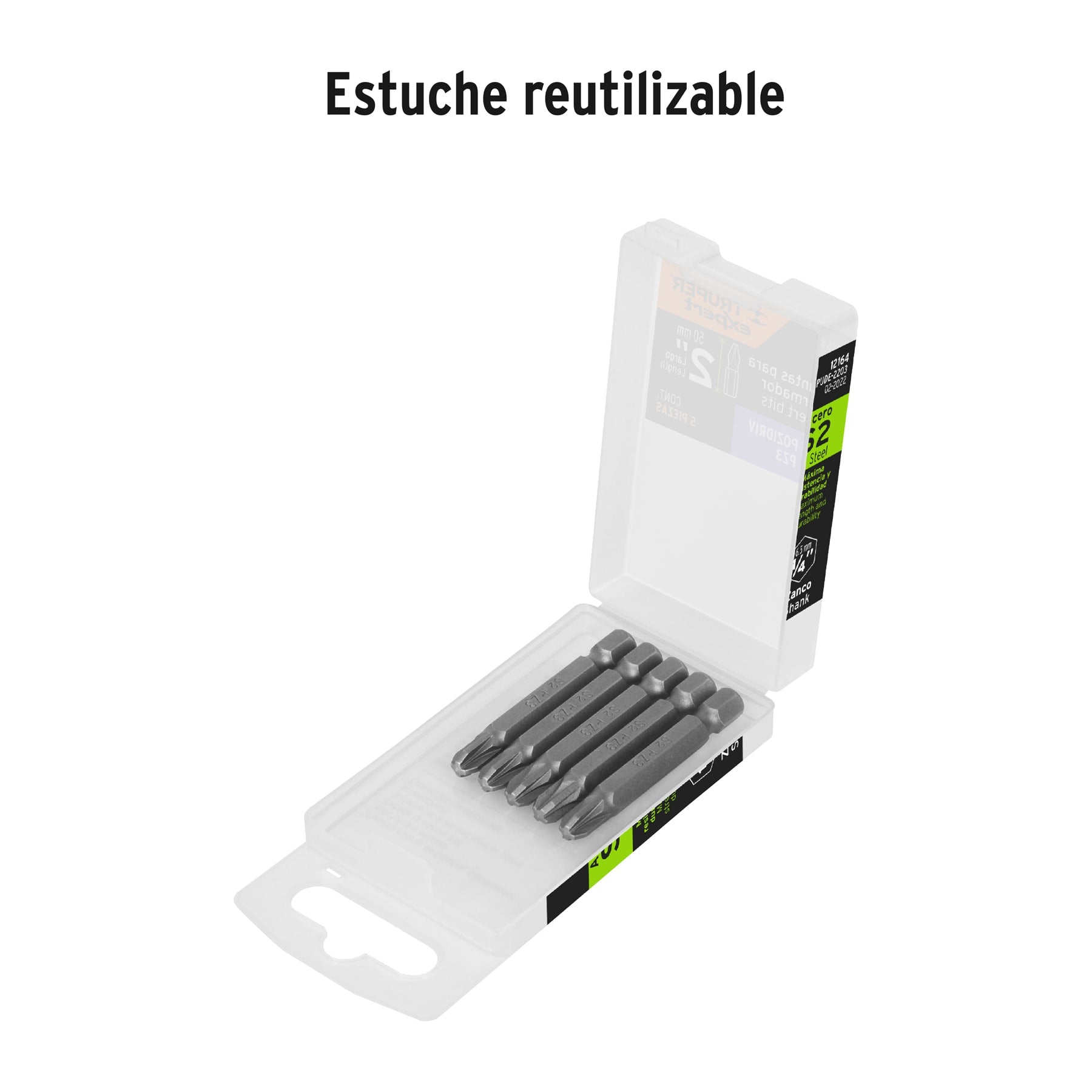 Estuche con 5 puntas pozidriv PZ3 largo 2", TRUPER EXPERT