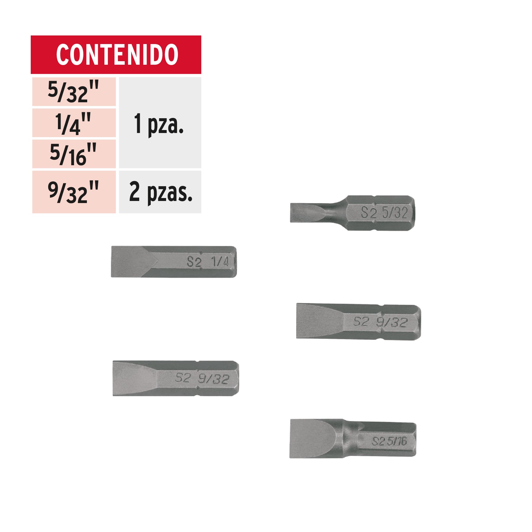 Juego de 5 puntas planas combinadas largo 1", TRUPER EXPERT