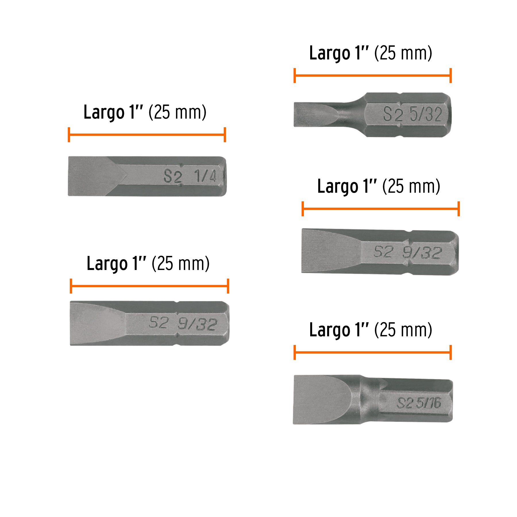 Juego de 5 puntas planas combinadas largo 1", TRUPER EXPERT
