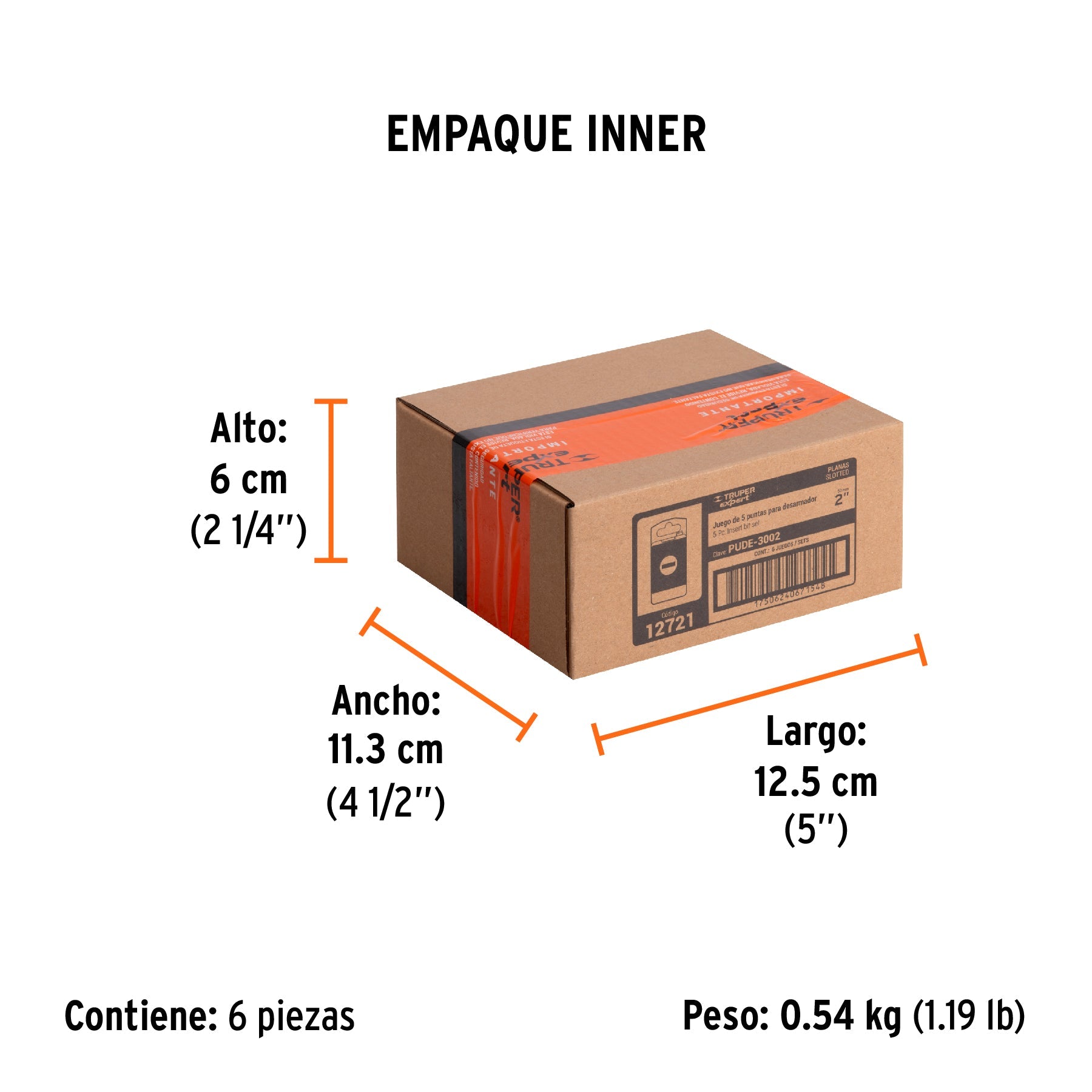 Juego de 5 puntas planas combinadas largo 2", TRUPER EXPERT - Empaque