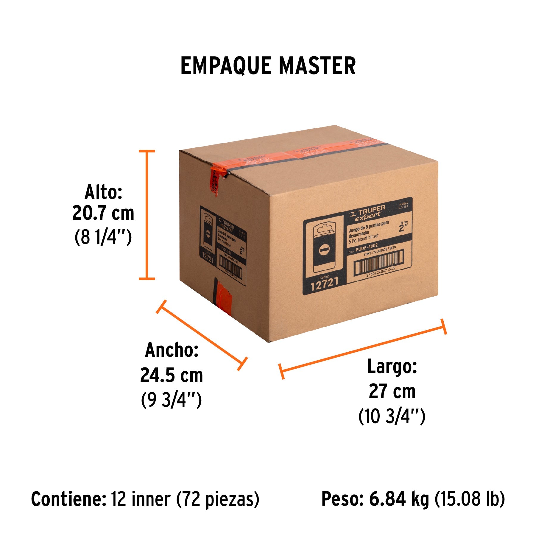 Juego de 5 puntas planas combinadas largo 2", TRUPER EXPERT - Empaque