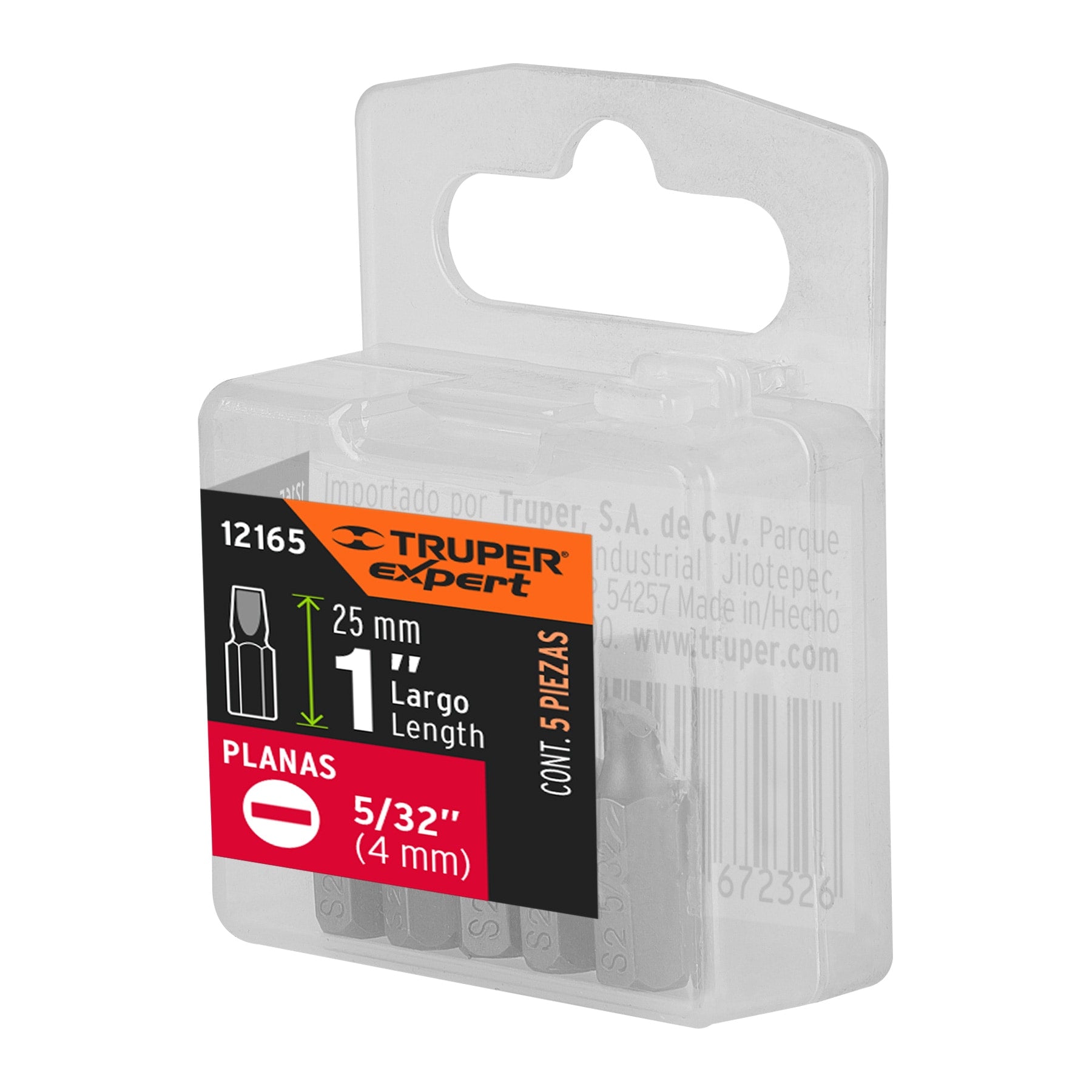 Estuche con 5 puntas planas de 5/32" largo 1", TRUPER EXPERT
