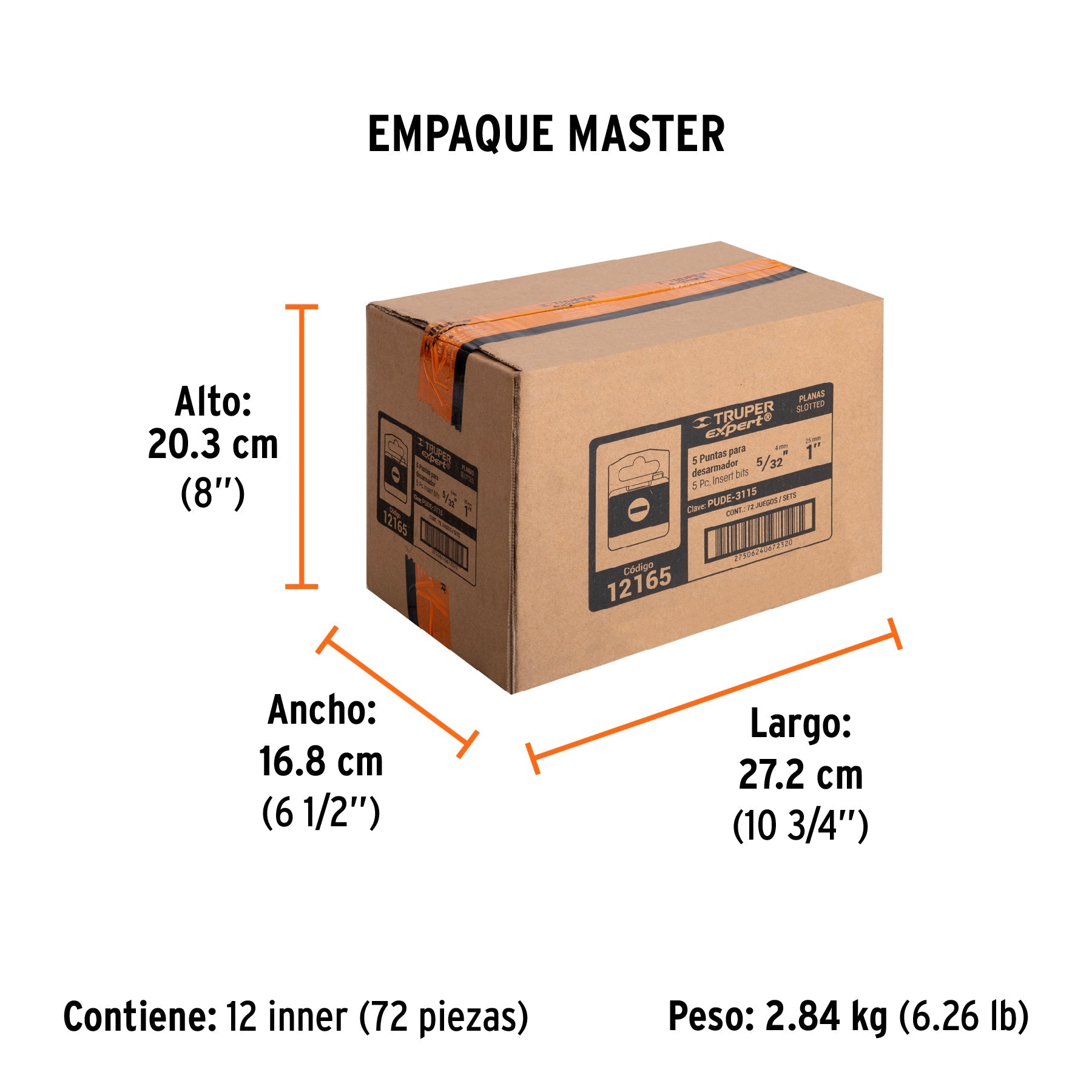 Estuche con 5 puntas planas de 5/32" largo 1", TRUPER EXPERT - Empaque