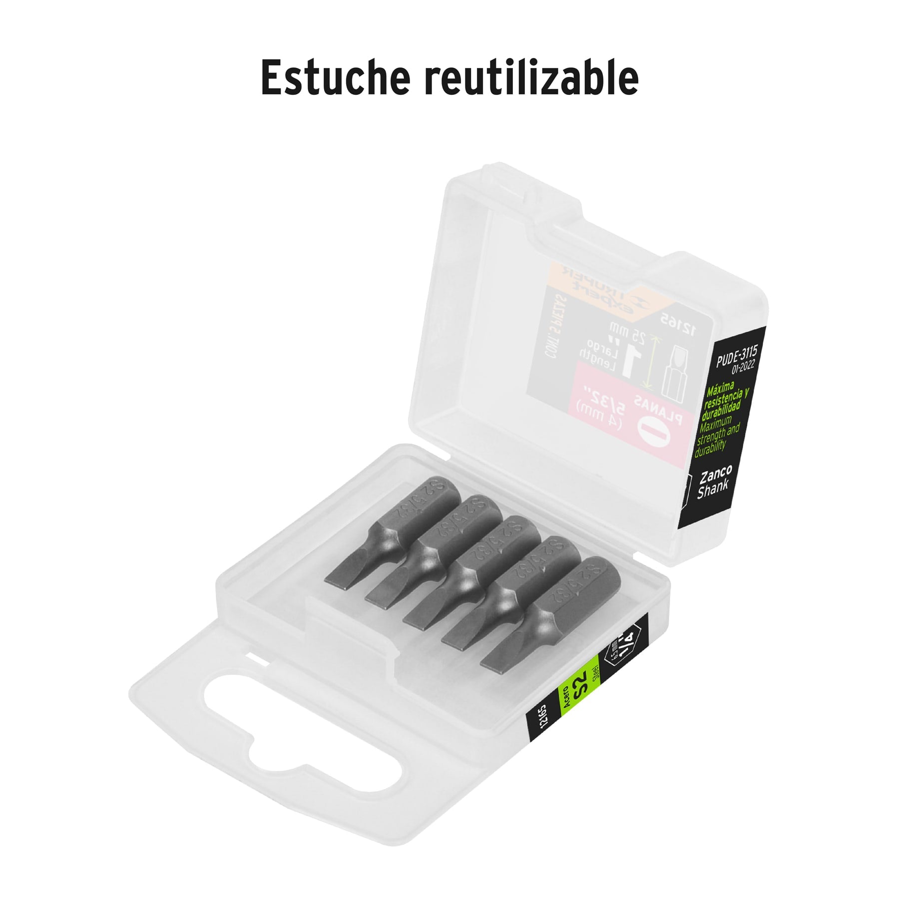 Estuche con 5 puntas planas de 5/32" largo 1", TRUPER EXPERT