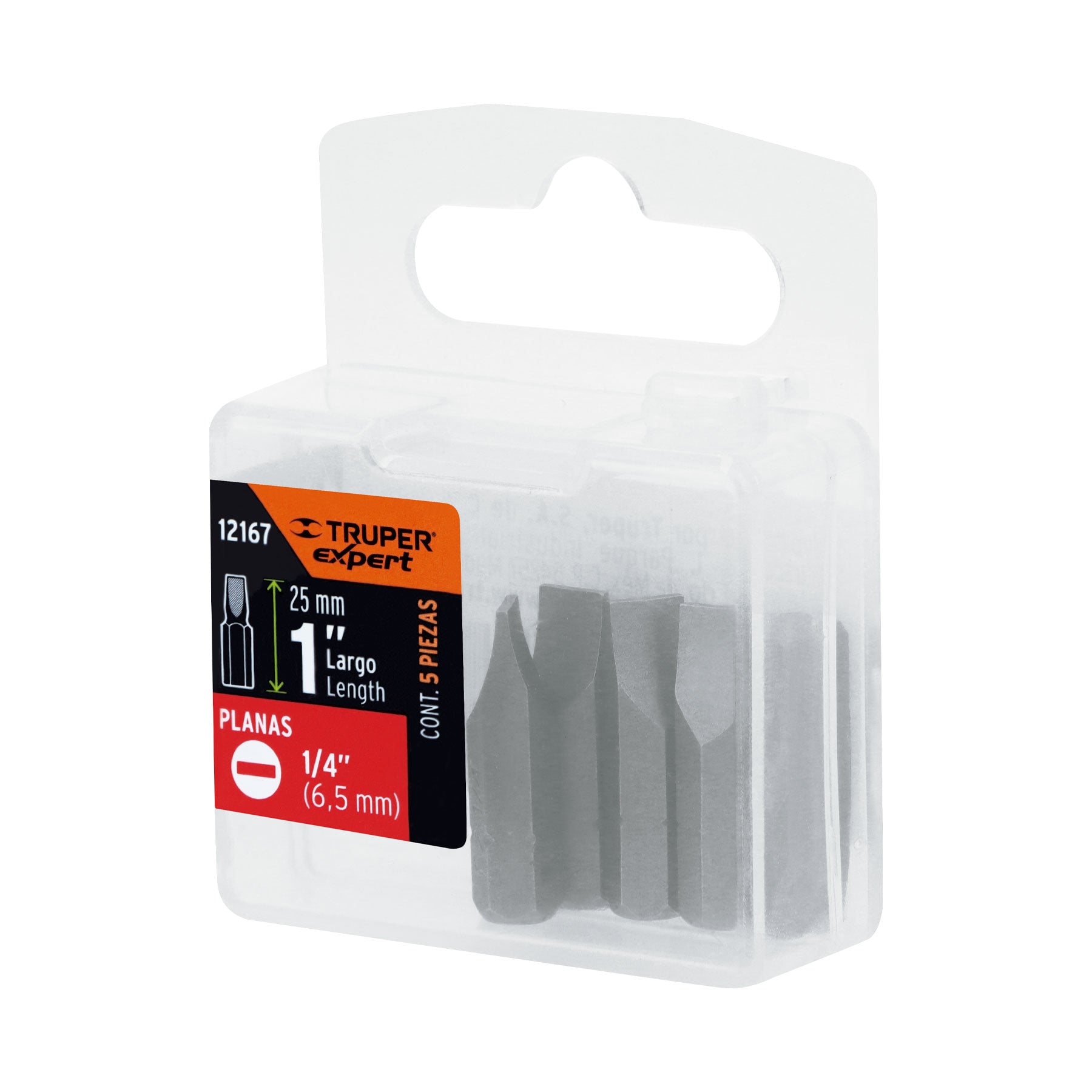 Estuche con 5 puntas planas de 1/4" largo 1", TRUPER EXPERT