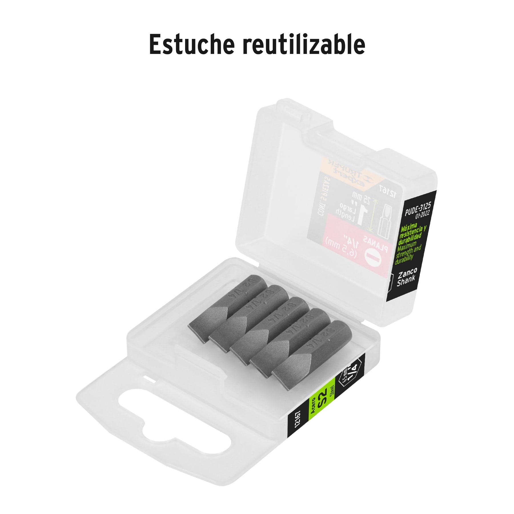 Estuche con 5 puntas planas de 1/4" largo 1", TRUPER EXPERT