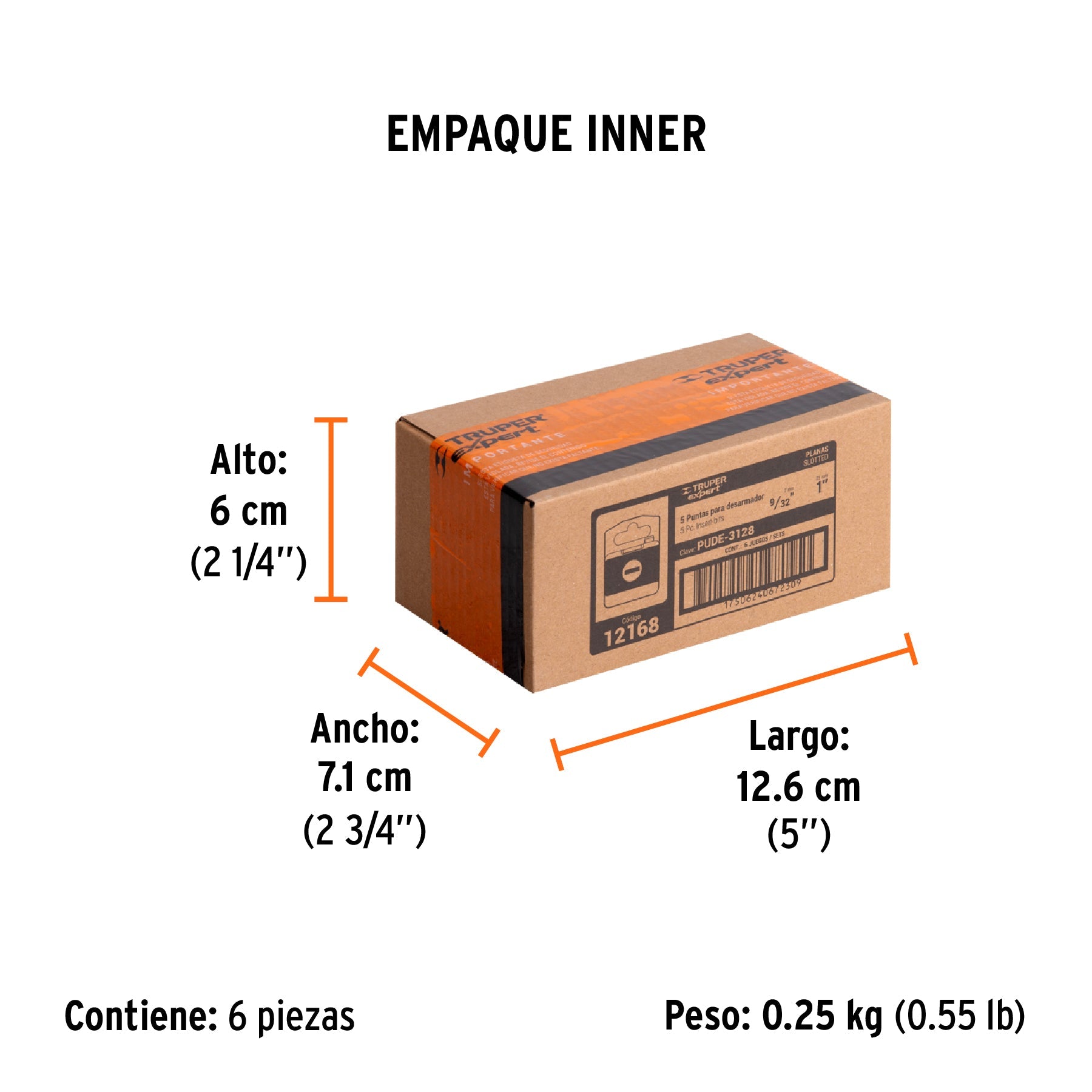 Estuche con 5 puntas planas de 9/32" largo 1", TRUPER EXPERT - Empaque