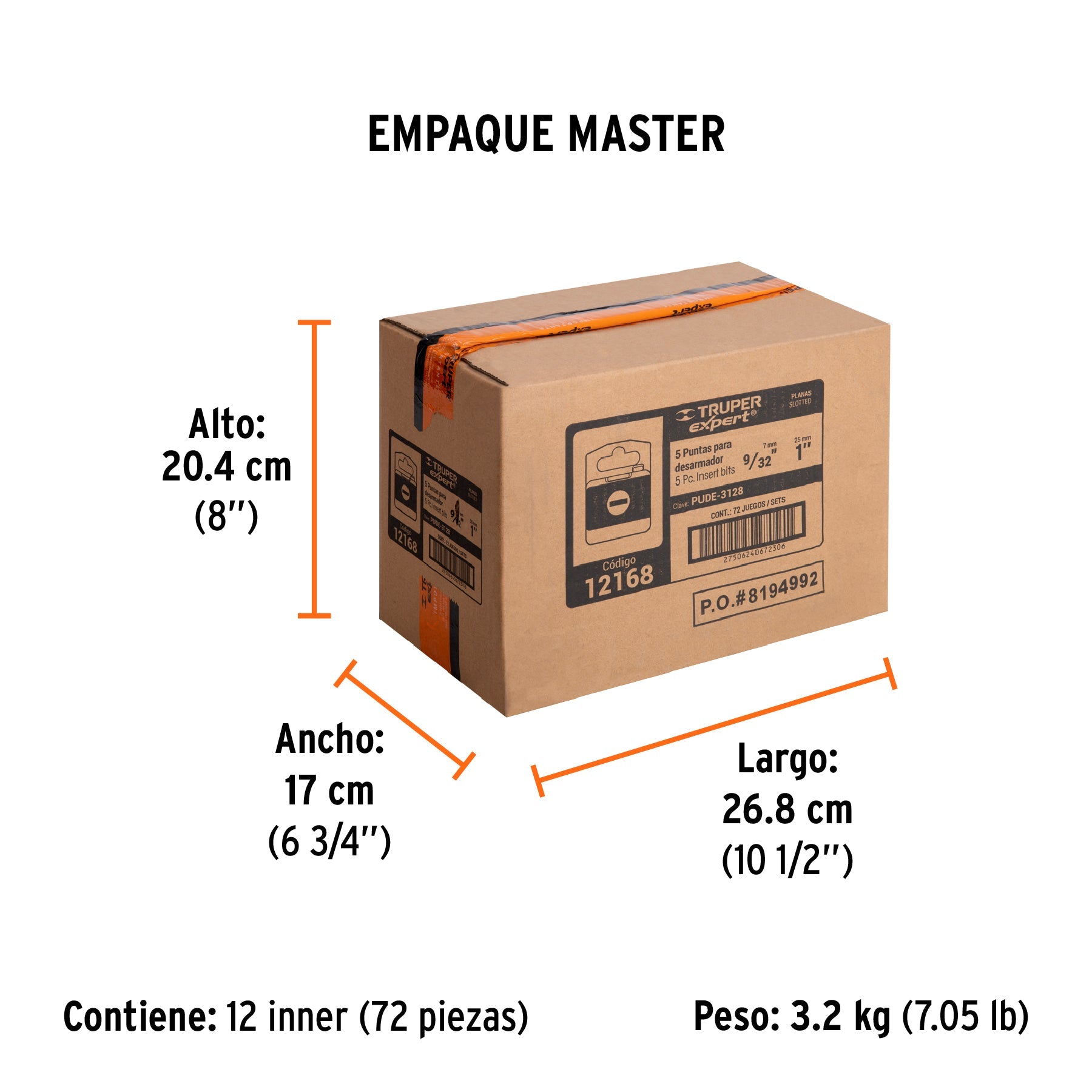 Estuche con 5 puntas planas de 9/32" largo 1", TRUPER EXPERT - Empaque