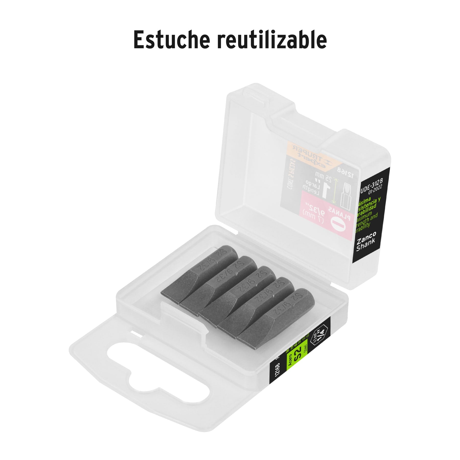 Estuche con 5 puntas planas de 9/32" largo 1", TRUPER EXPERT